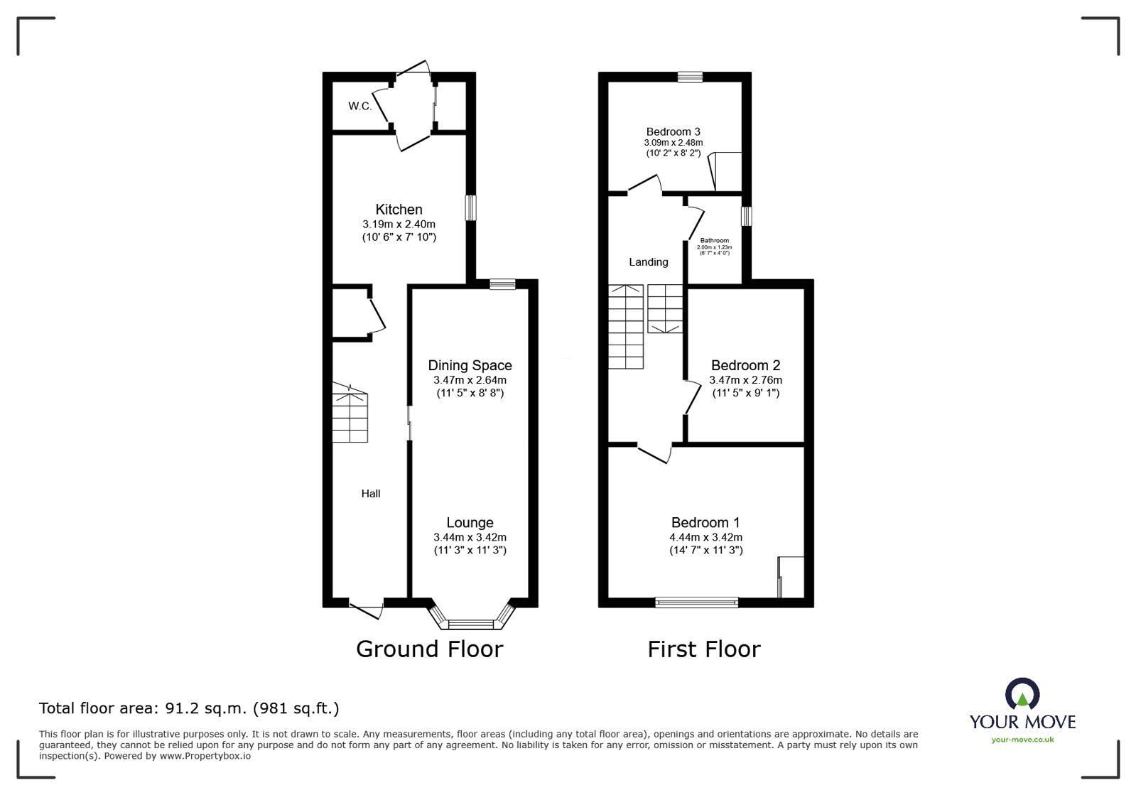 Floorplan of 3 bedroom Mid Terrace House to rent, Dane Park Road, Ramsgate, Kent, CT11