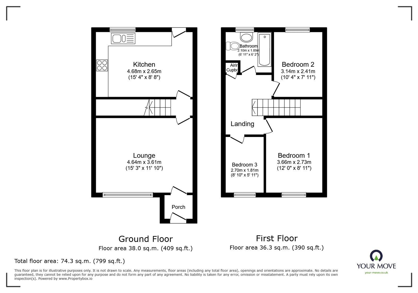 Floorplan of 3 bedroom Semi Detached House for sale, Bellevue Road, Kent, CT11