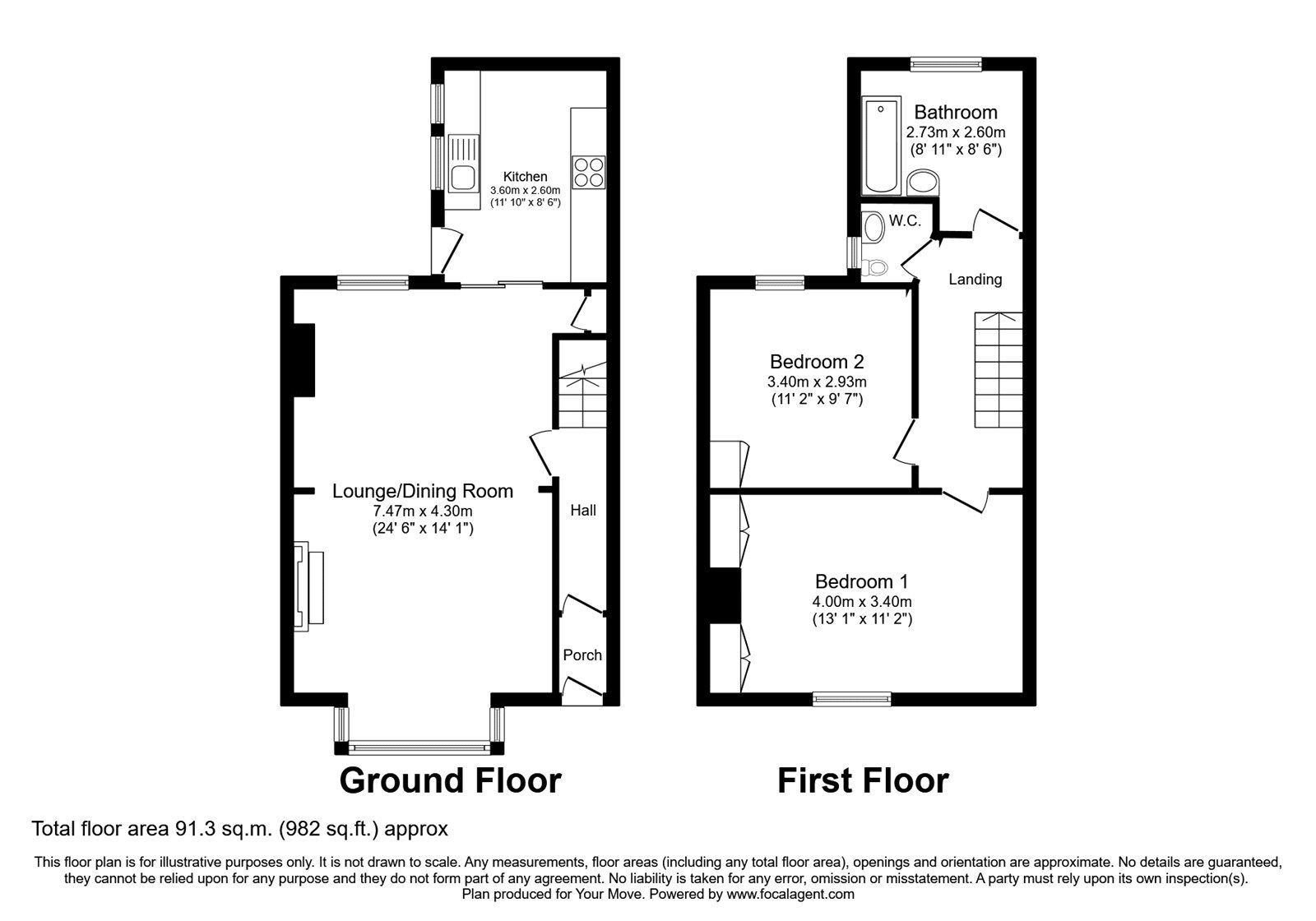 Floorplan of 2 bedroom End Terrace House to rent, Telham Avenue, Ramsgate, Kent, CT12