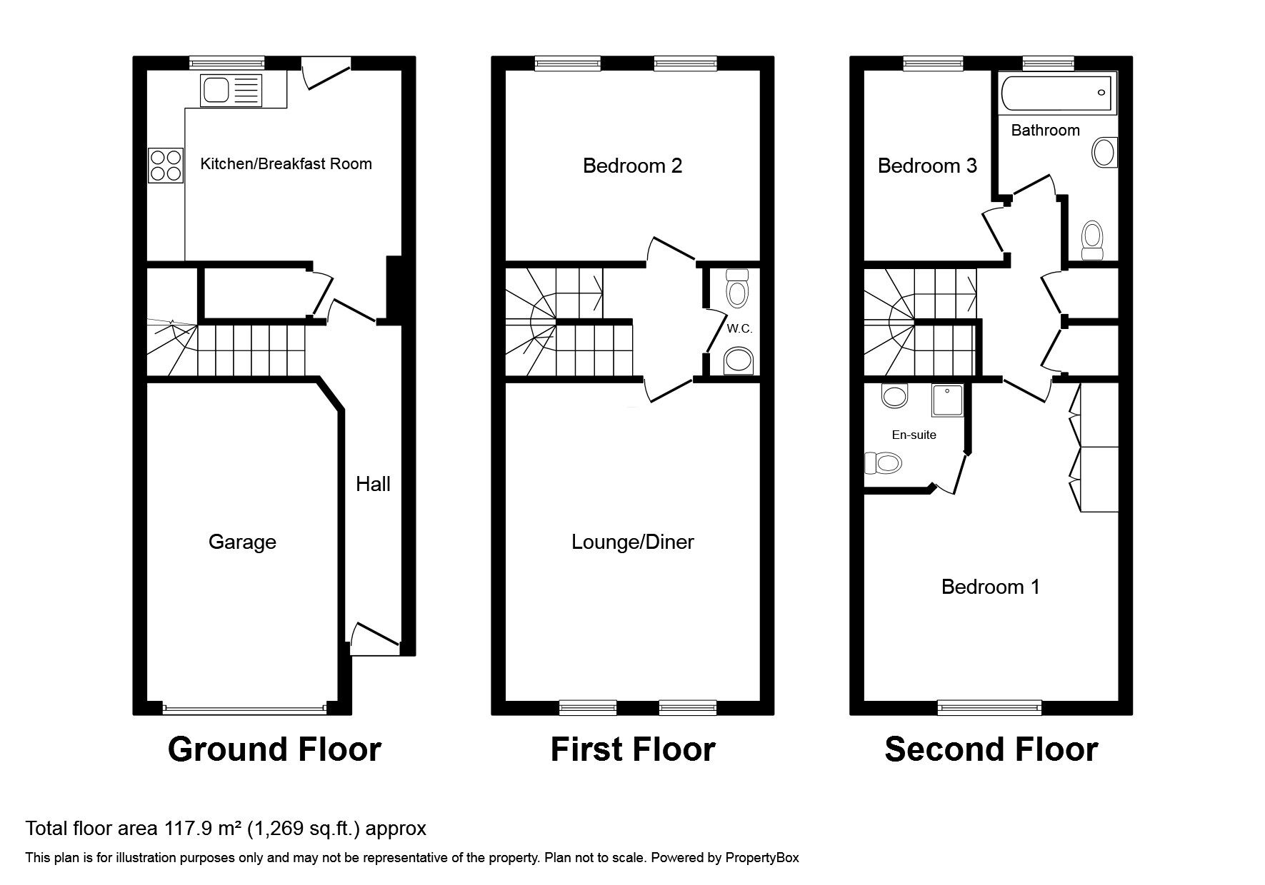 Floorplan of 3 bedroom House to rent, Sycamore Grange, Ramsgate, Kent, CT11