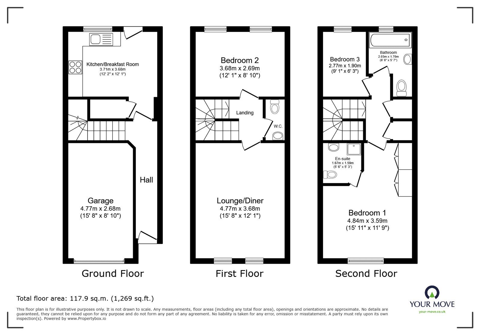 Floorplan of 3 bedroom House to rent, Sycamore Grange, Ramsgate, Kent, CT11