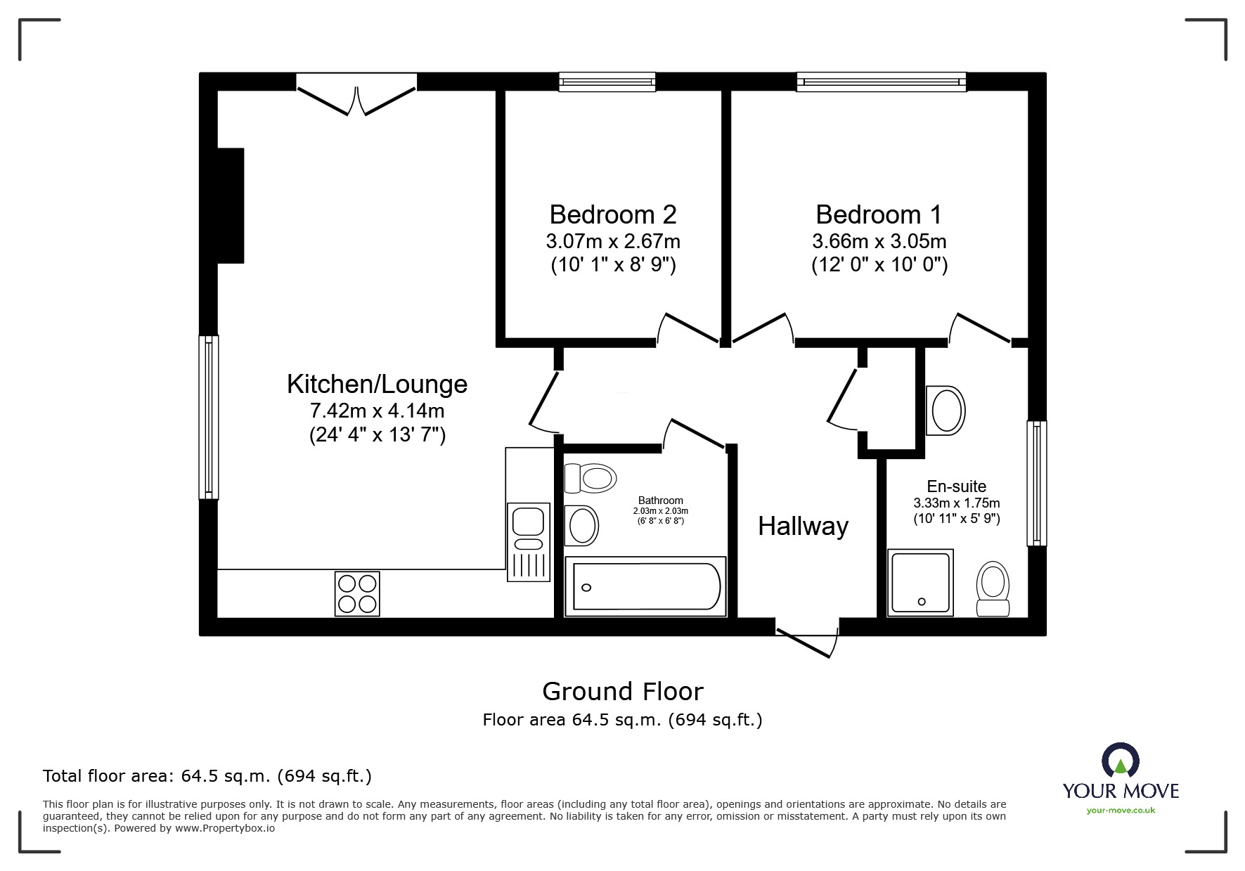 Floorplan of 2 bedroom  Flat to rent, Queensbridge Drive, Ramsgate, Kent, CT11