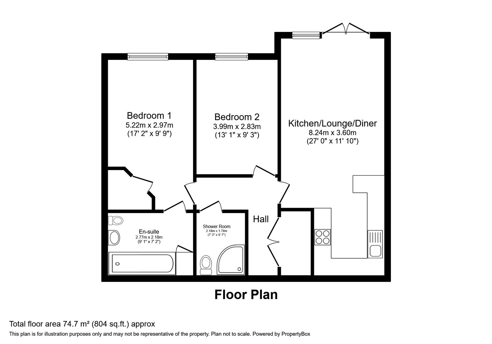 Floorplan of 2 bedroom  Flat for sale, Fairfield Road, Broadstairs, Kent, CT10