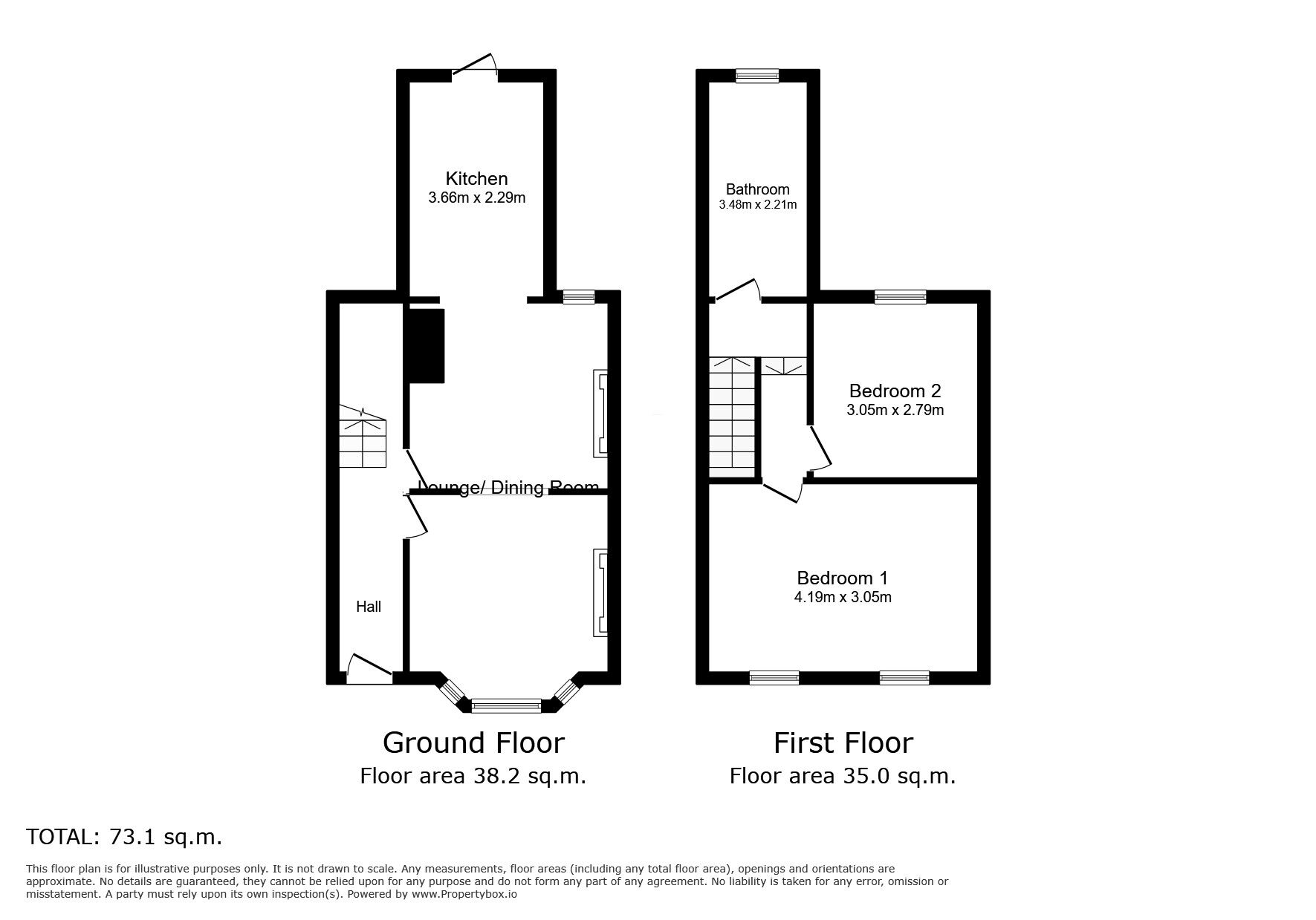 Floorplan of 2 bedroom Mid Terrace House to rent, Belmont Villas, Magdala Road, Kent, CT10