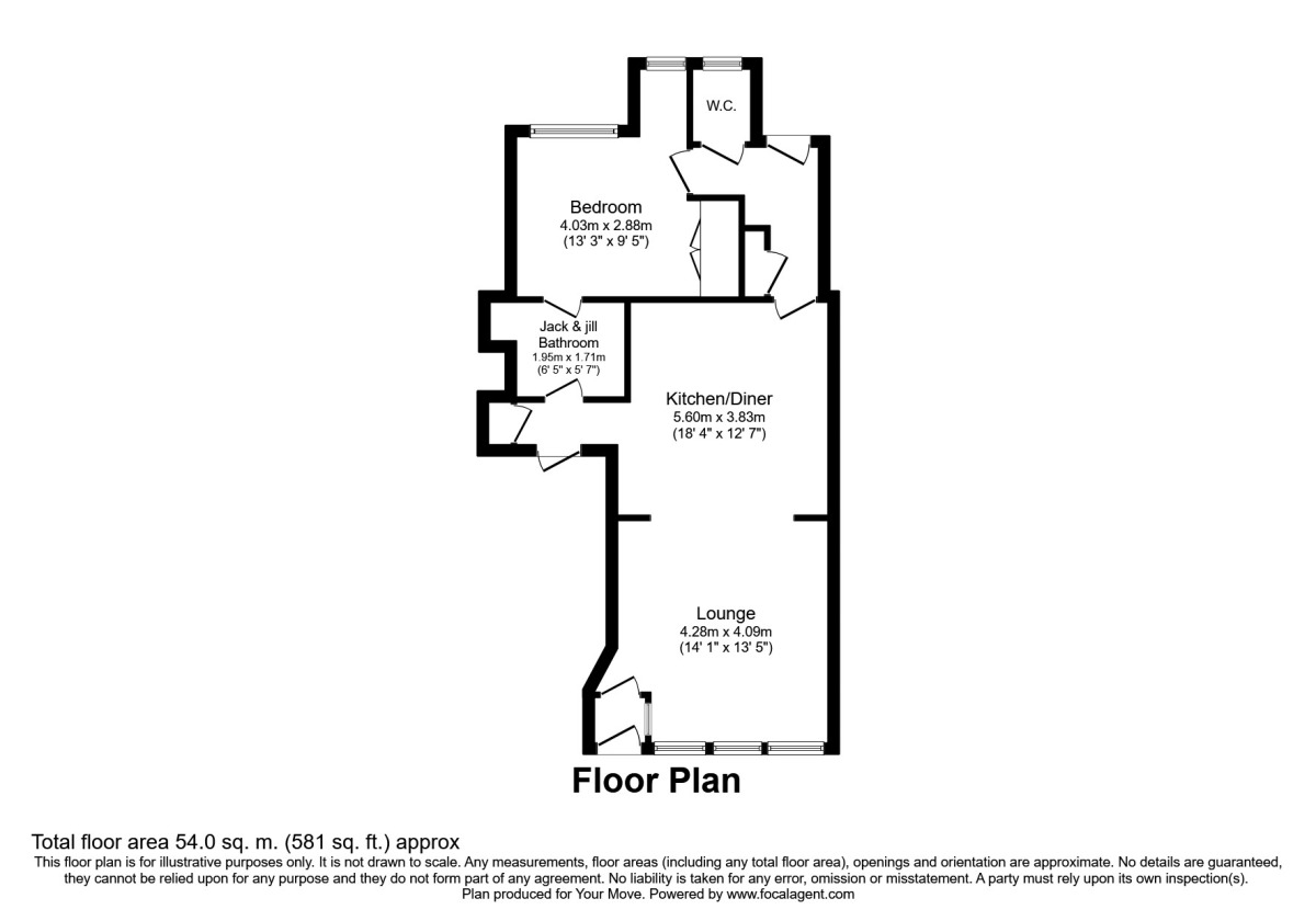 Floorplan of 1 bedroom Flat to rent, York Street, Broadstairs, Thanet, CT10