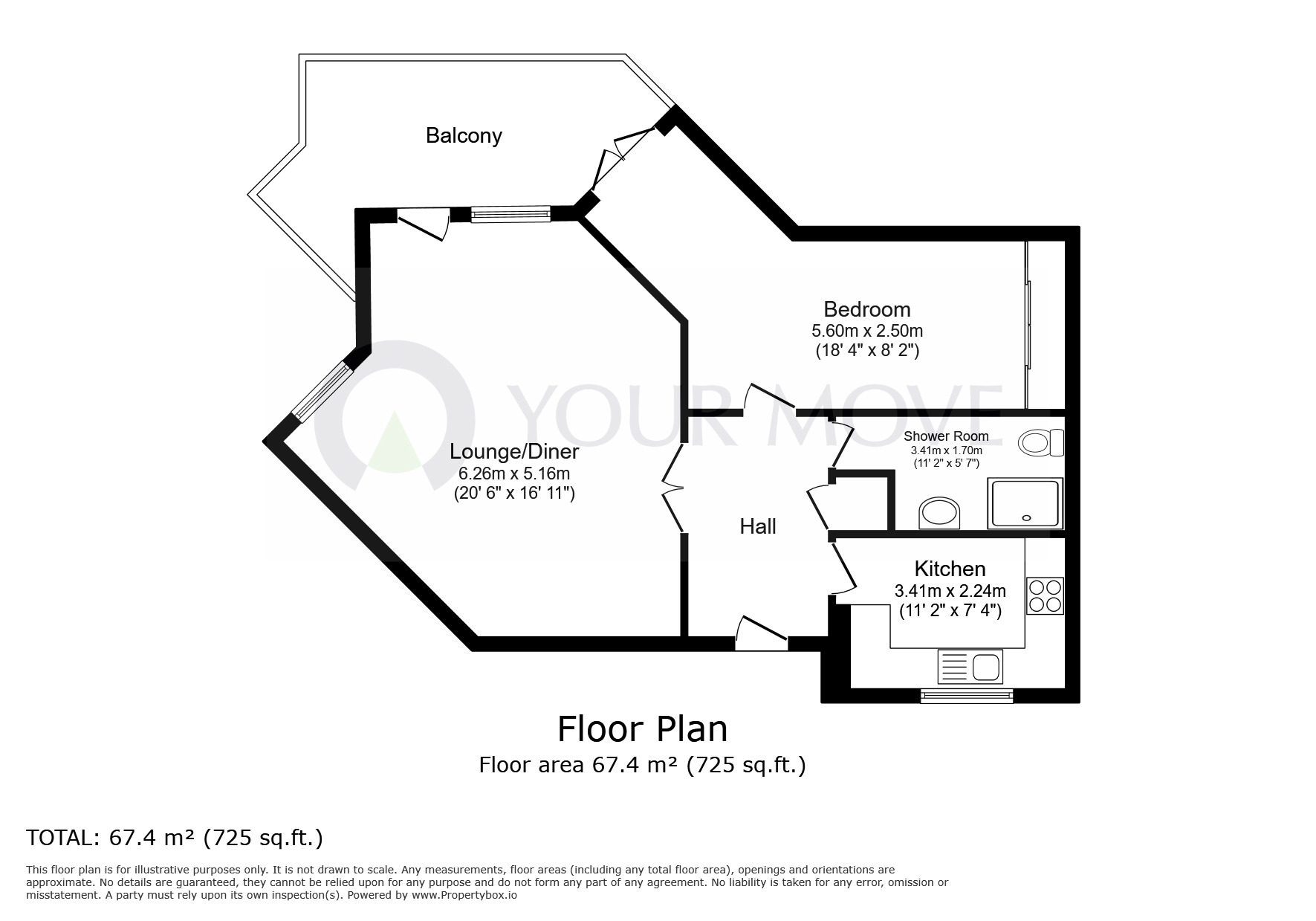 Floorplan of 1 bedroom  Flat for sale, West Cliff Road, Broadstairs, Kent, CT10