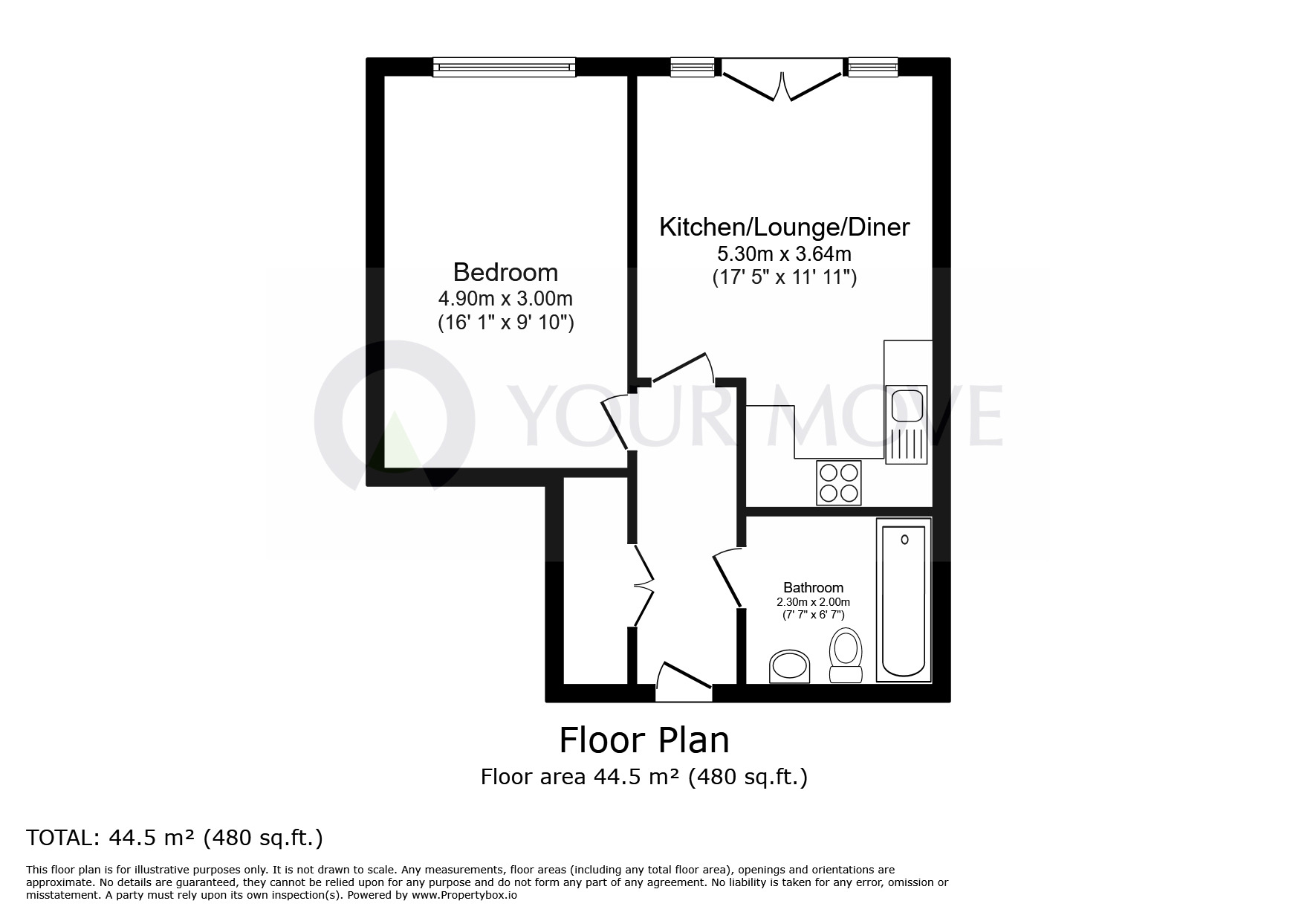 Floorplan of 1 bedroom  Flat for sale, Queensbridge Drive, Ramsgate, Kent, CT11
