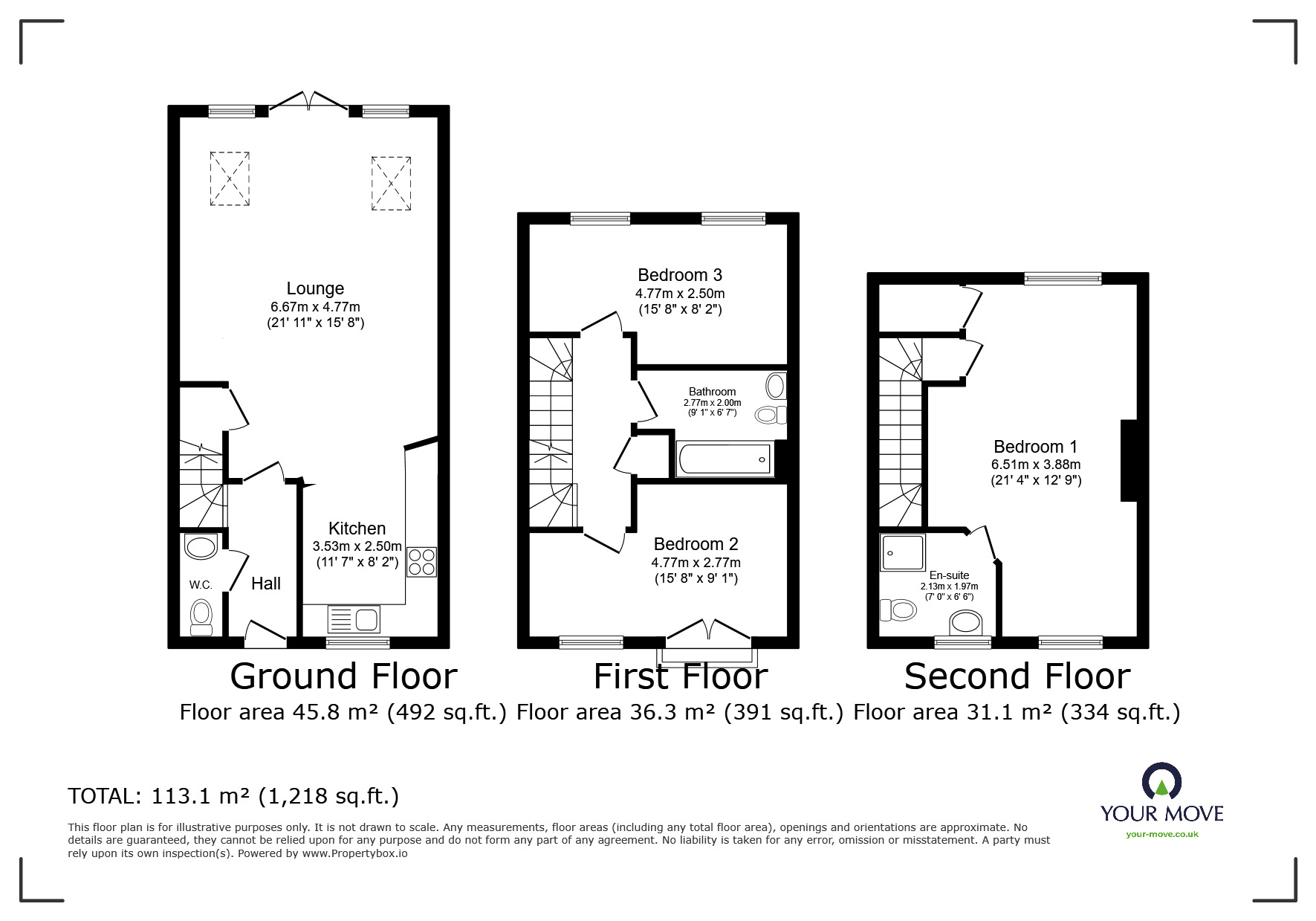 Floorplan of 3 bedroom Mid Terrace House to rent, Observatory Way, Ramsgate, Kent, CT12