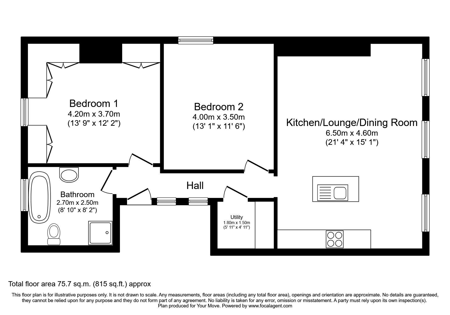 Floorplan of 2 bedroom  Flat to rent, Wellington Crescent, Ramsgate, Kent, CT11