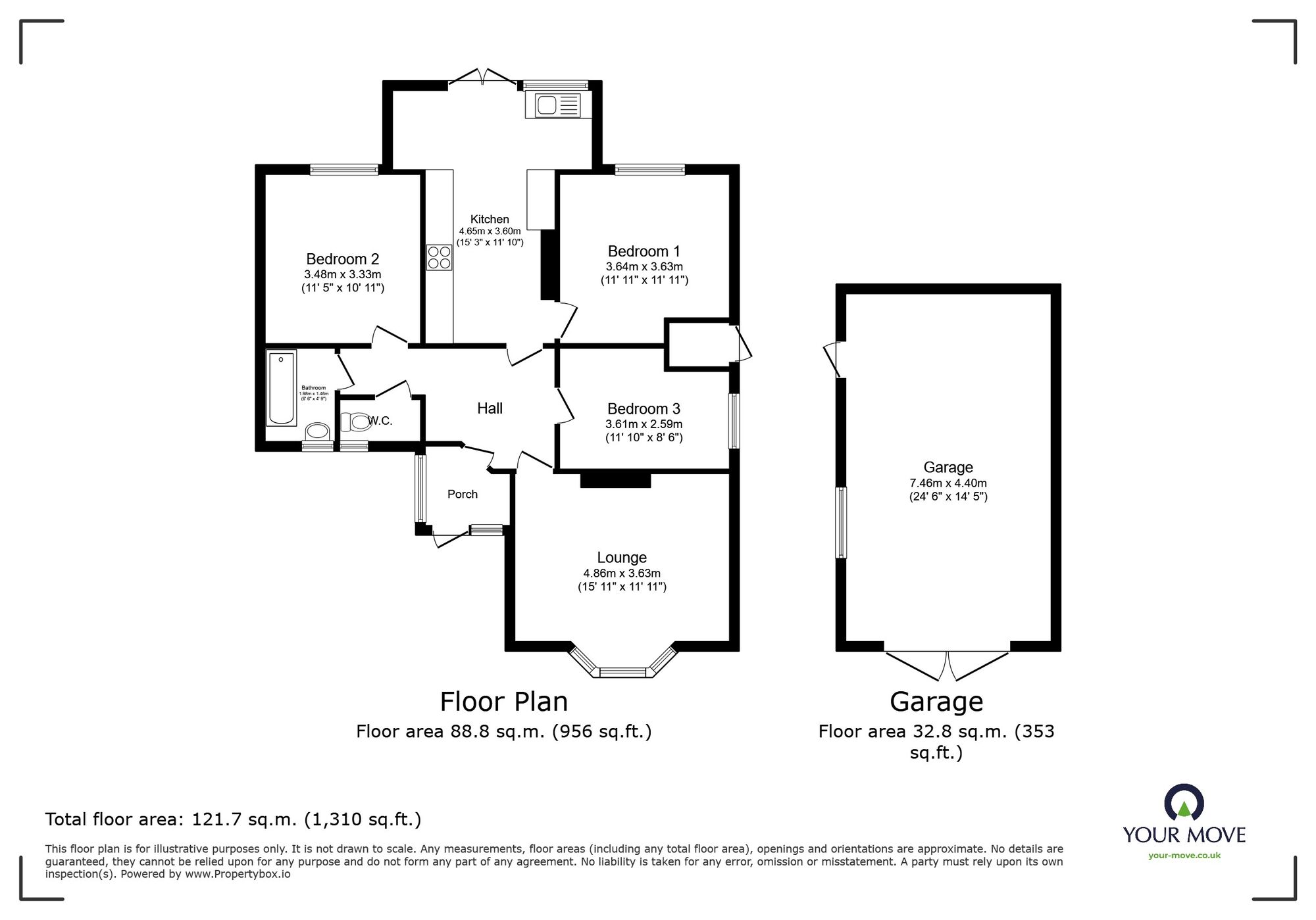 Floorplan of 3 bedroom Detached Bungalow for sale, Margate Road, Ramsgate, Kent, CT12