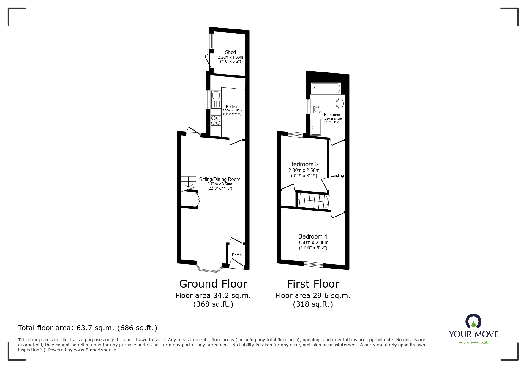Floorplan of 2 bedroom End Terrace House for sale, Elizabeth Road, Ramsgate, Kent, CT11