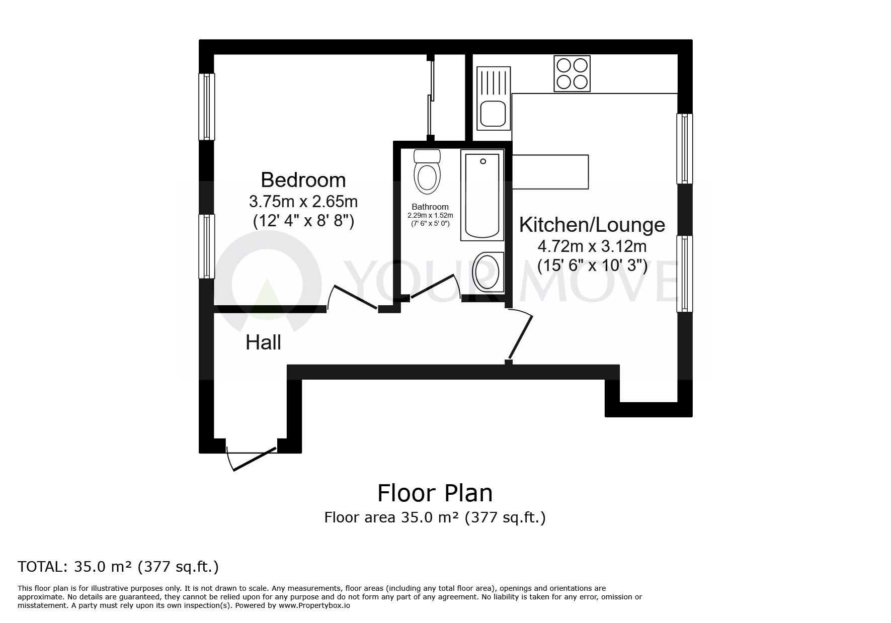 Floorplan of 1 bedroom Flat to rent, Camden Square, Ramsgate, Kent, CT11