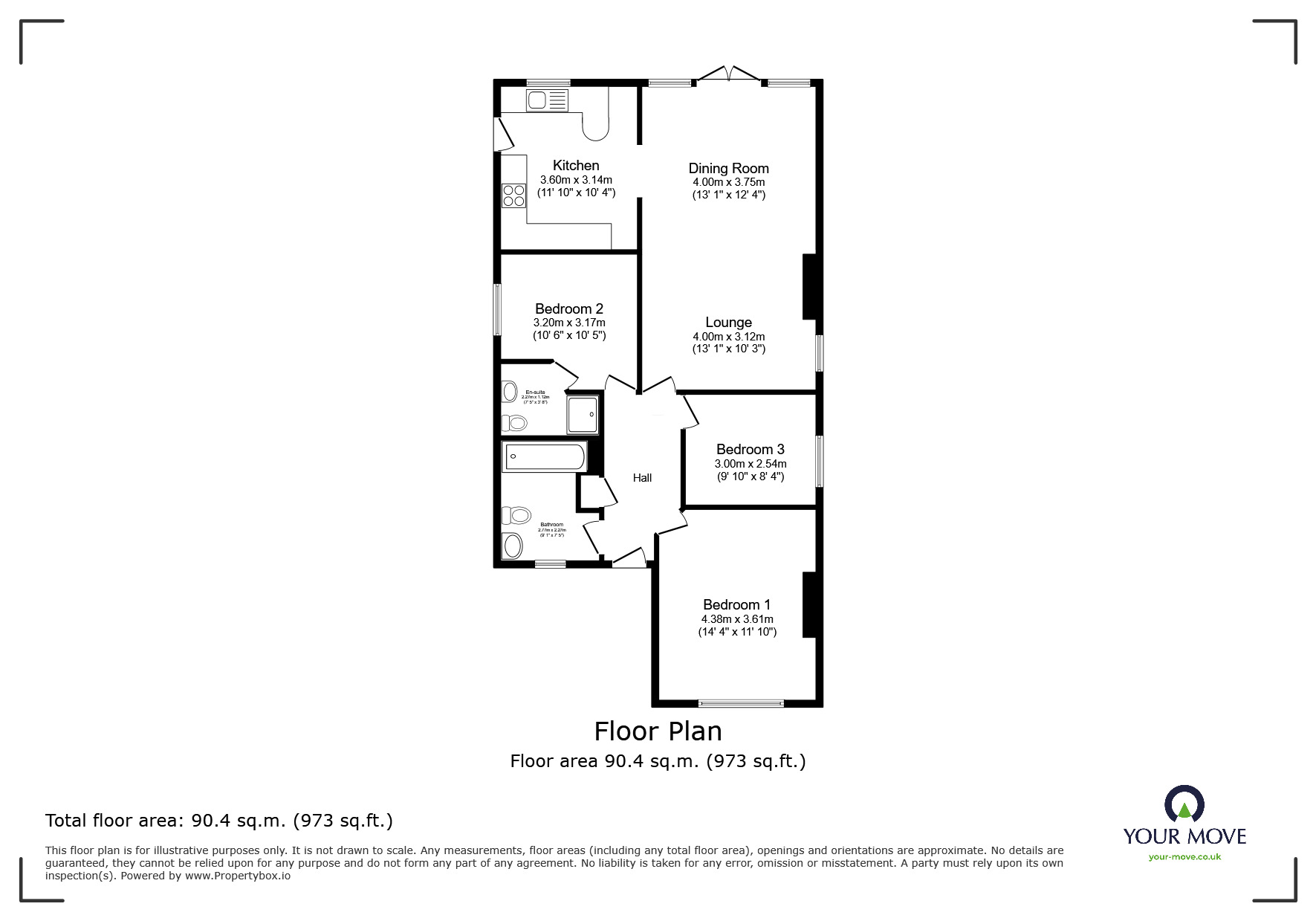 Floorplan of 3 bedroom Detached Bungalow for sale, Nethercourt Gardens, Ramsgate, Kent, CT11