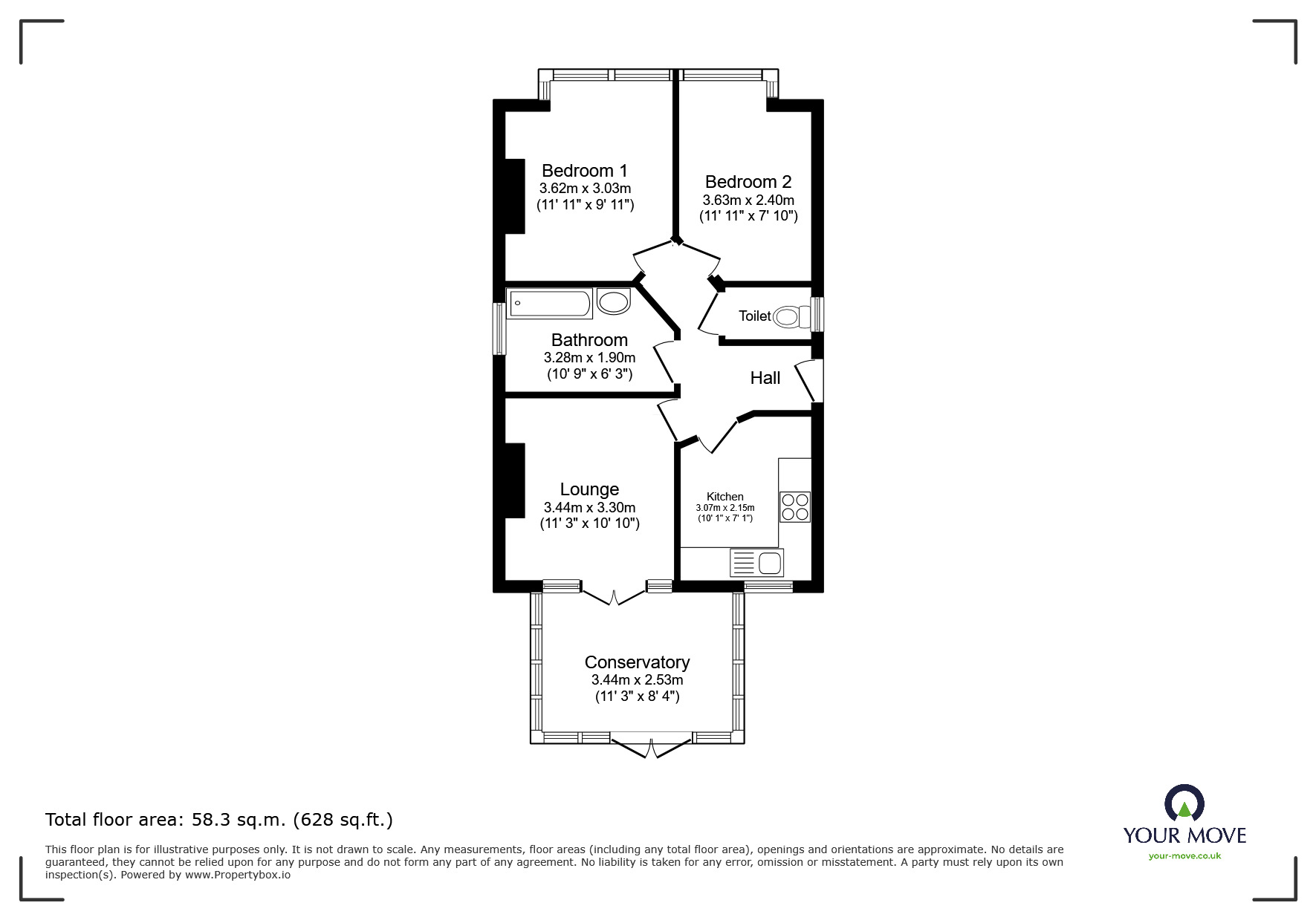 Floorplan of 2 bedroom Detached Bungalow for sale, Foads Hill, Cliffsend, Kent, CT12