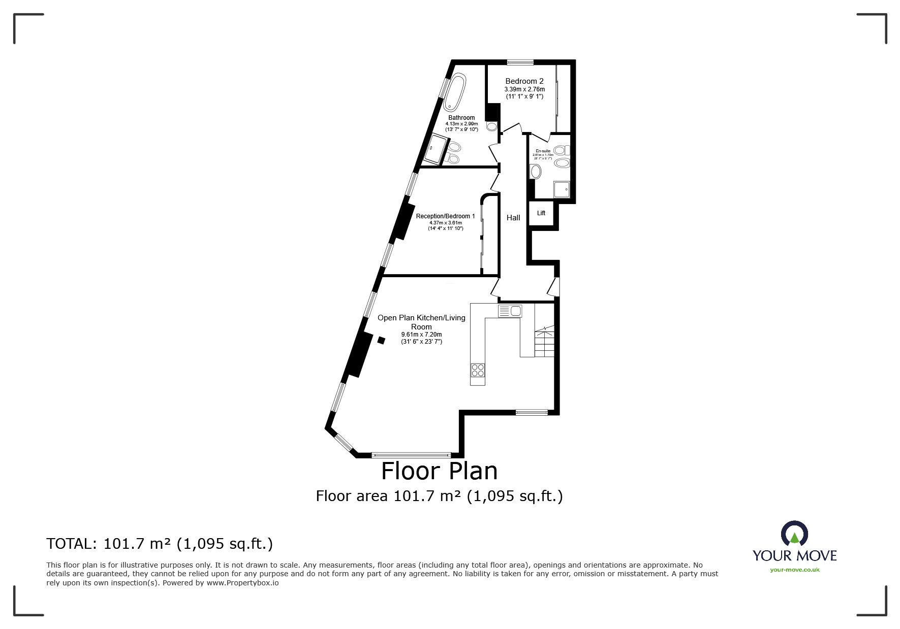 Floorplan of 2 bedroom  Flat to rent, Sion Hill, Ramsgate, Kent, CT11