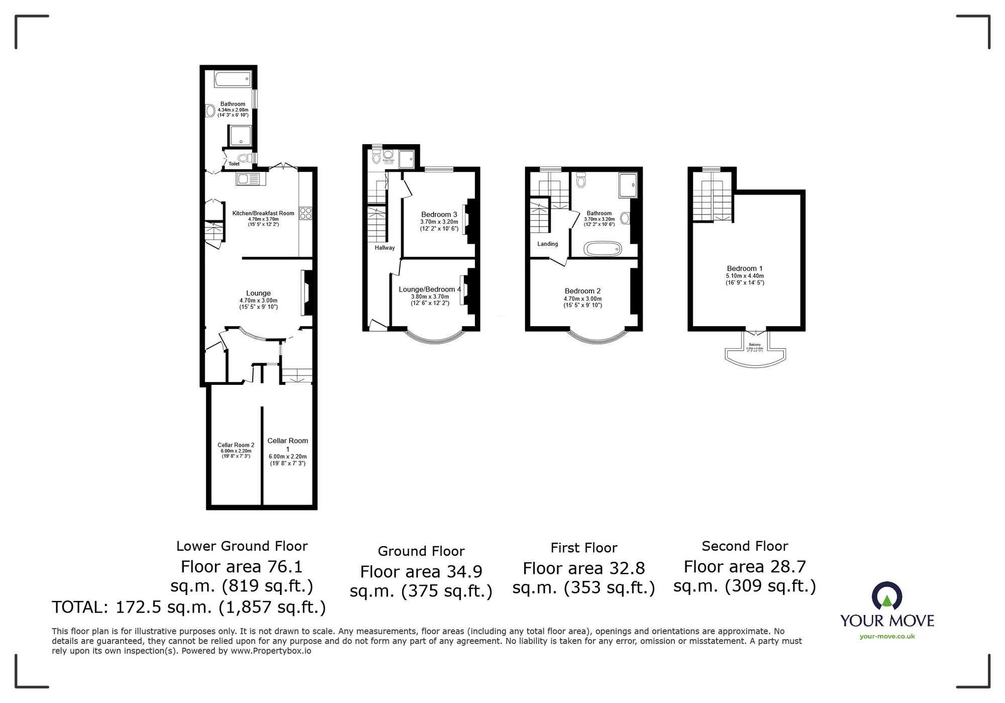 Floorplan of 3 bedroom Mid Terrace House for sale, Guildford Lawn, Ramsgate, Kent, CT11