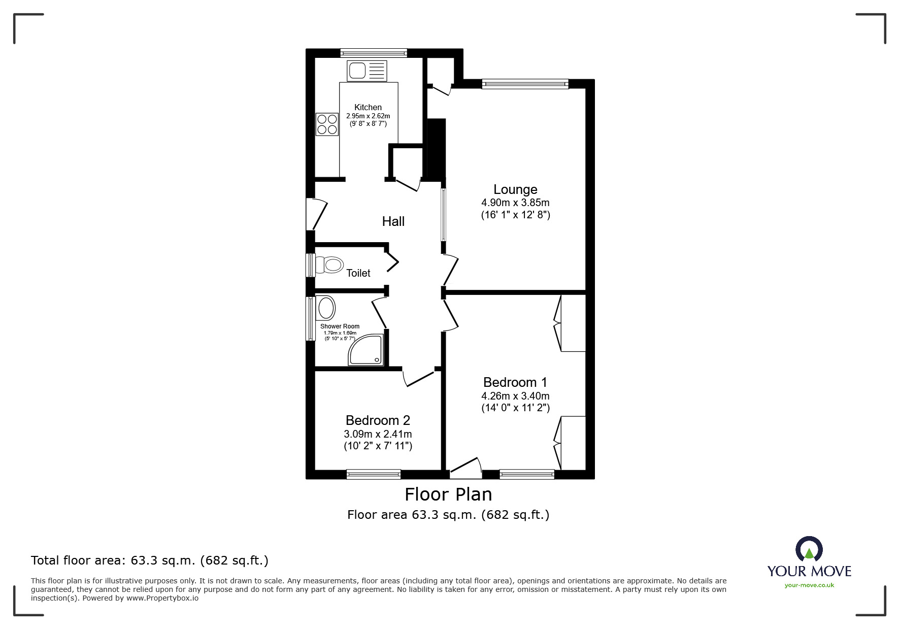 Floorplan of 2 bedroom Semi Detached Bungalow for sale, Dorothy Drive, Ramsgate, Kent, CT12