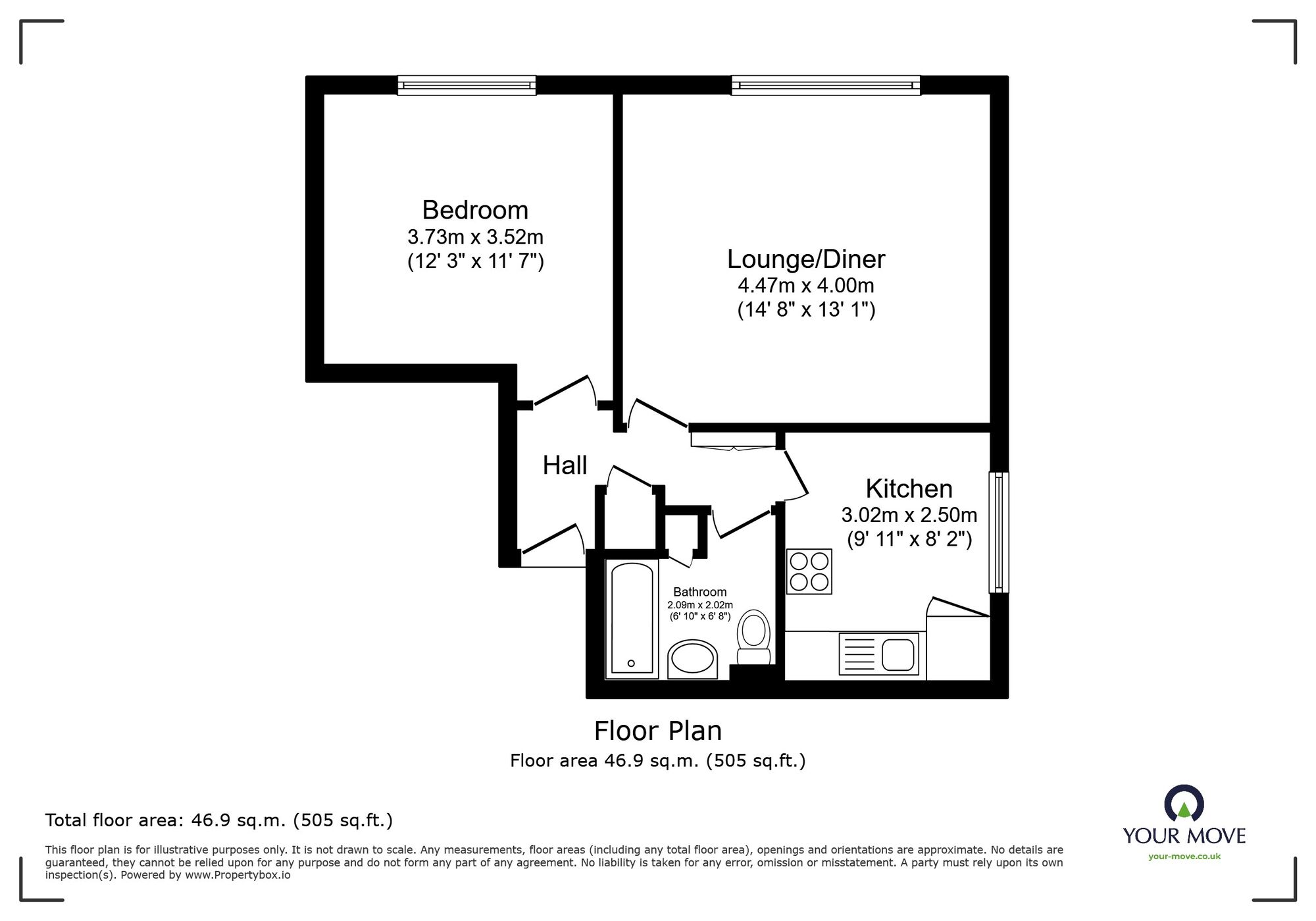 Floorplan of 1 bedroom  Flat for sale, St. Mildreds Road, Ramsgate, Kent, CT11