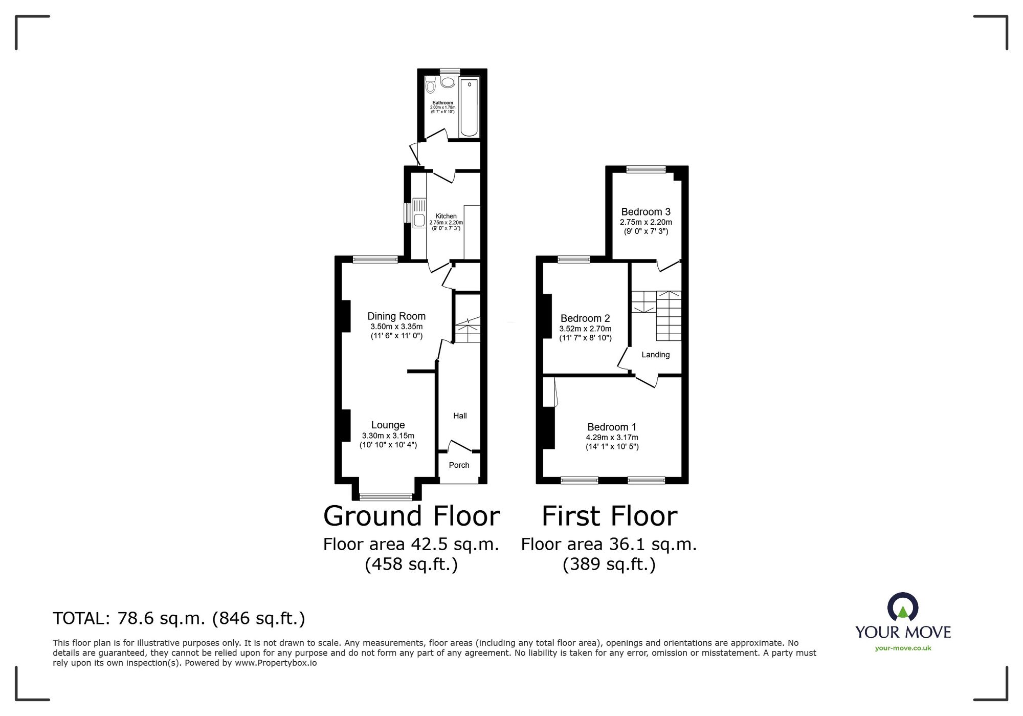 Floorplan of 3 bedroom Mid Terrace House for sale, Grosvenor Road, Ramsgate, Kent, CT11