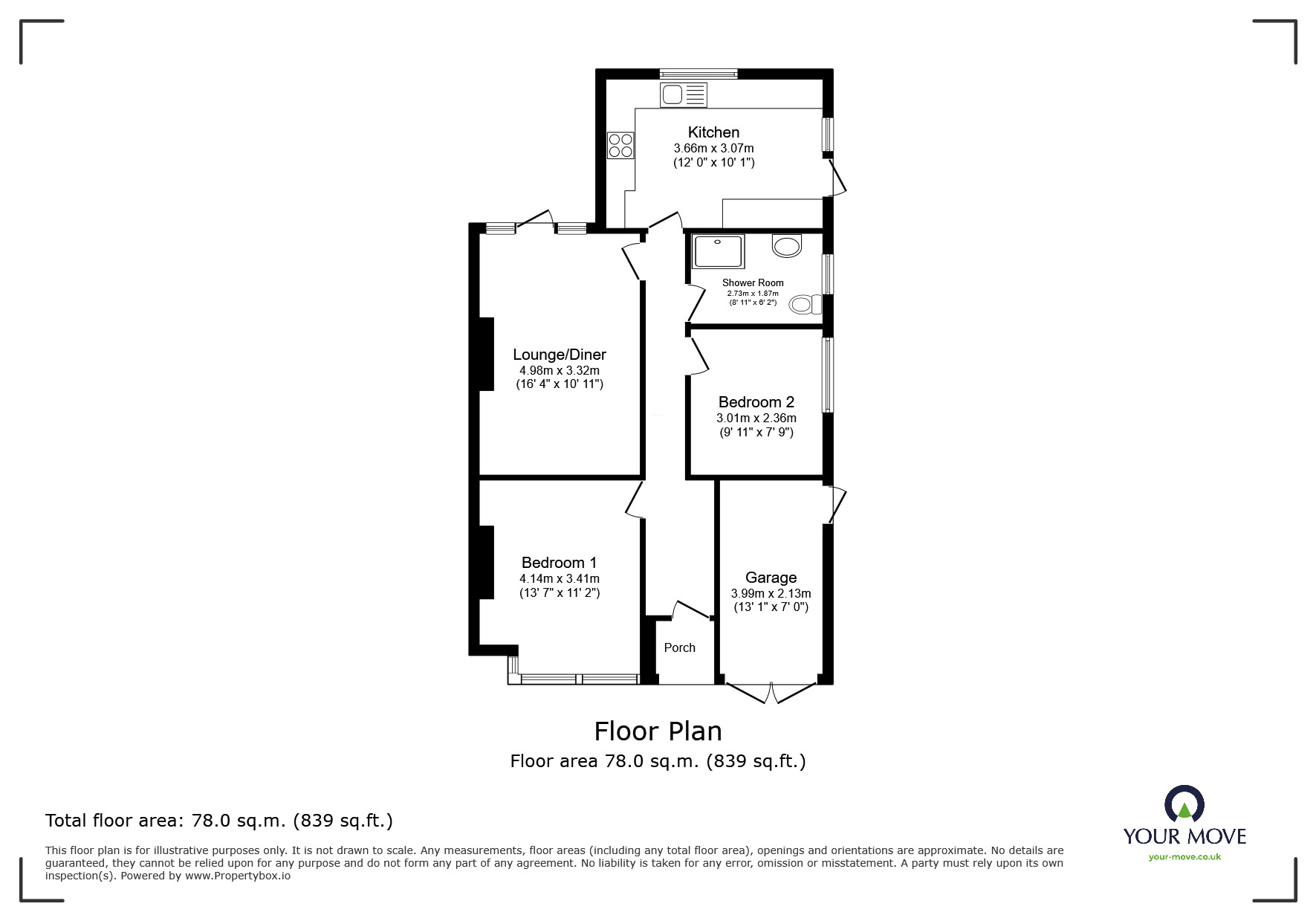 Floorplan of 2 bedroom Semi Detached Bungalow for sale, Wallwood Road, Ramsgate, Kent, CT11