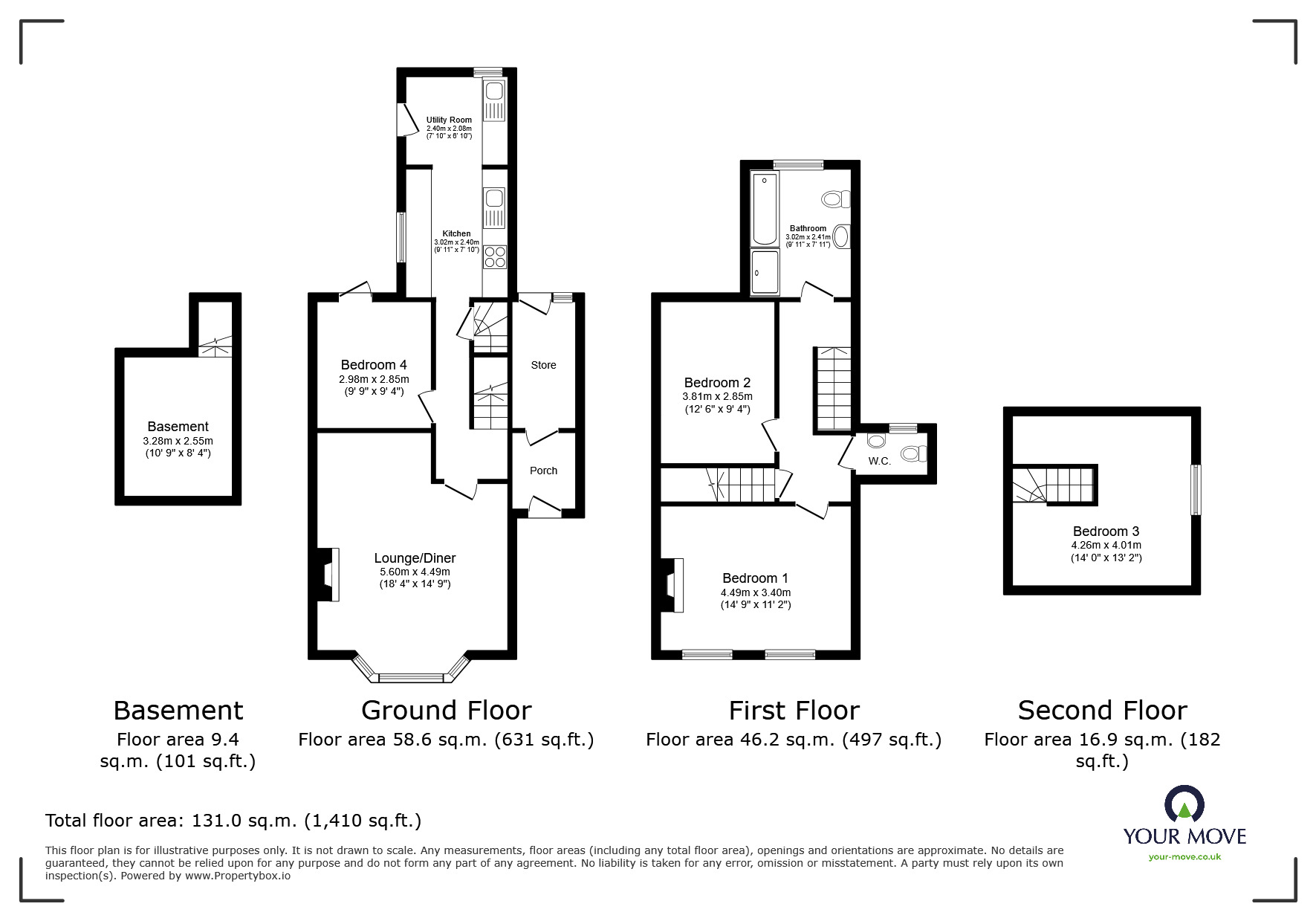 Floorplan of 4 bedroom Semi Detached House for sale, Vale Road, Ramsgate, Kent, CT11