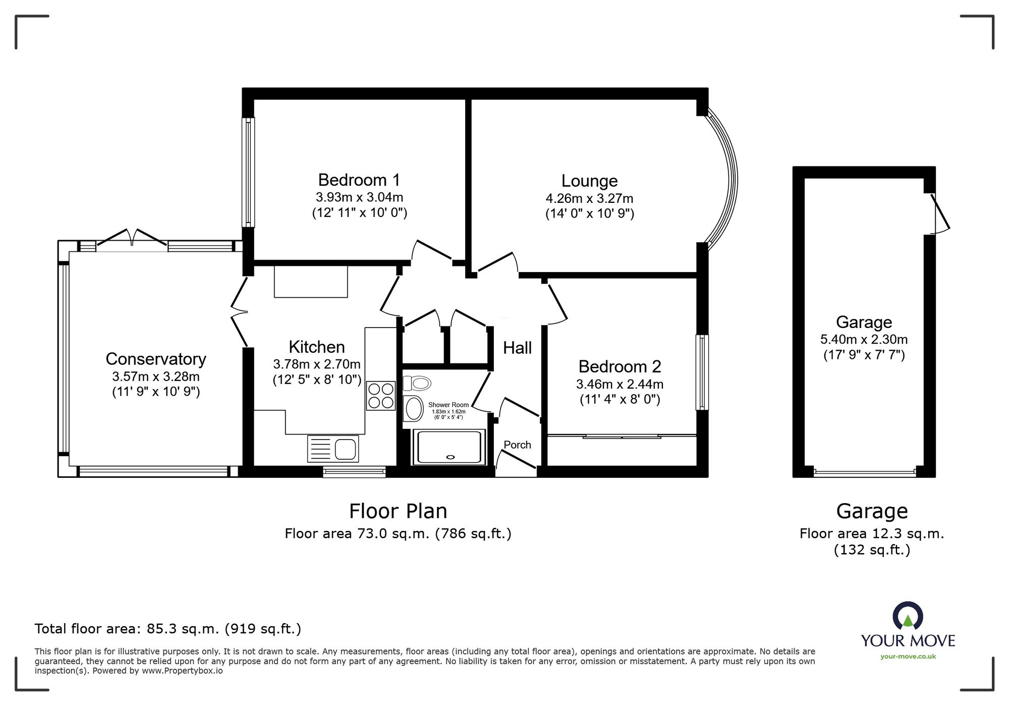 Floorplan of 2 bedroom Semi Detached Bungalow for sale, Windermere Avenue, Ramsgate, Kent, CT11