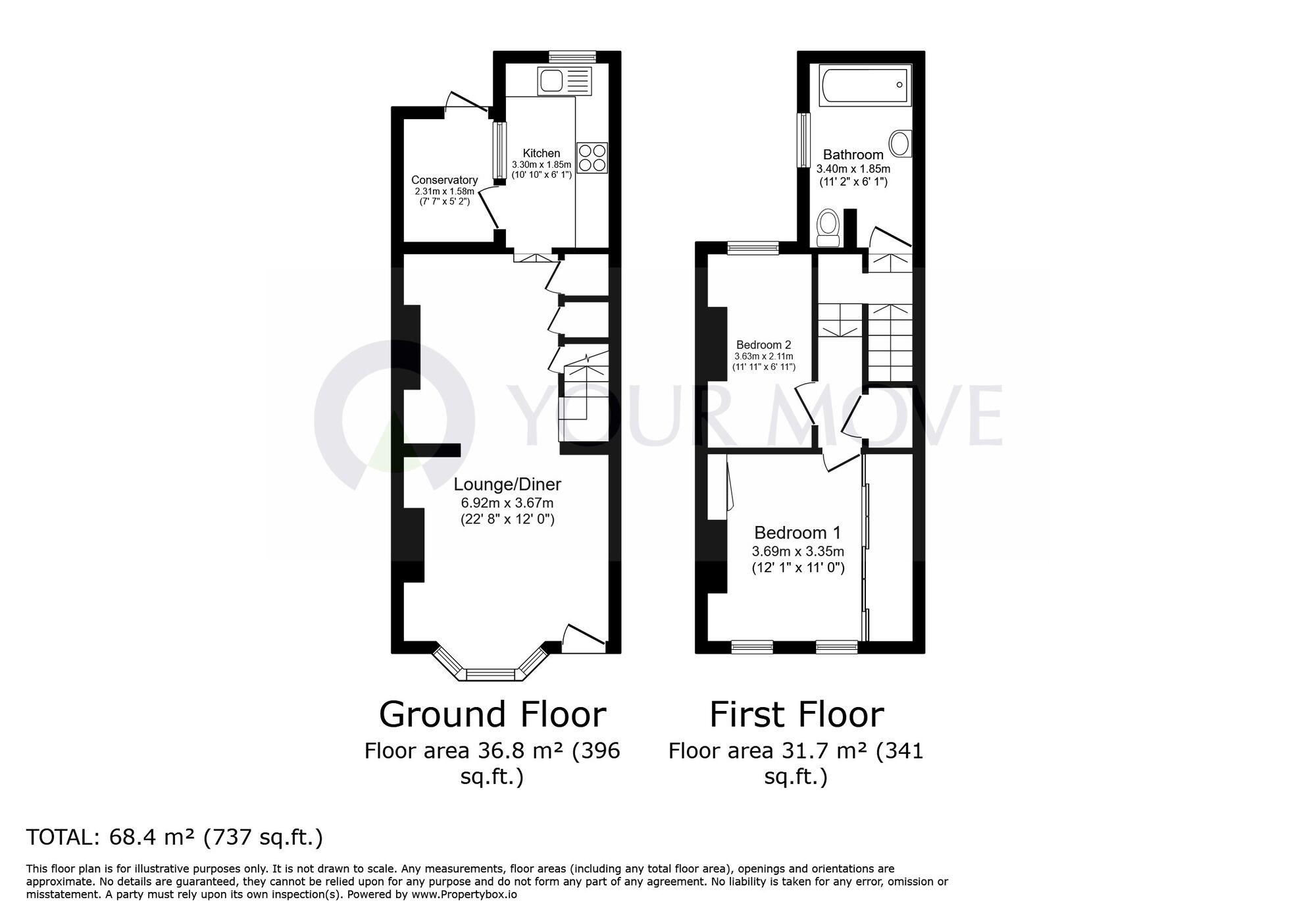 Floorplan of 2 bedroom Mid Terrace House to rent, Syndale Place, Ramsgate, Kent, CT11