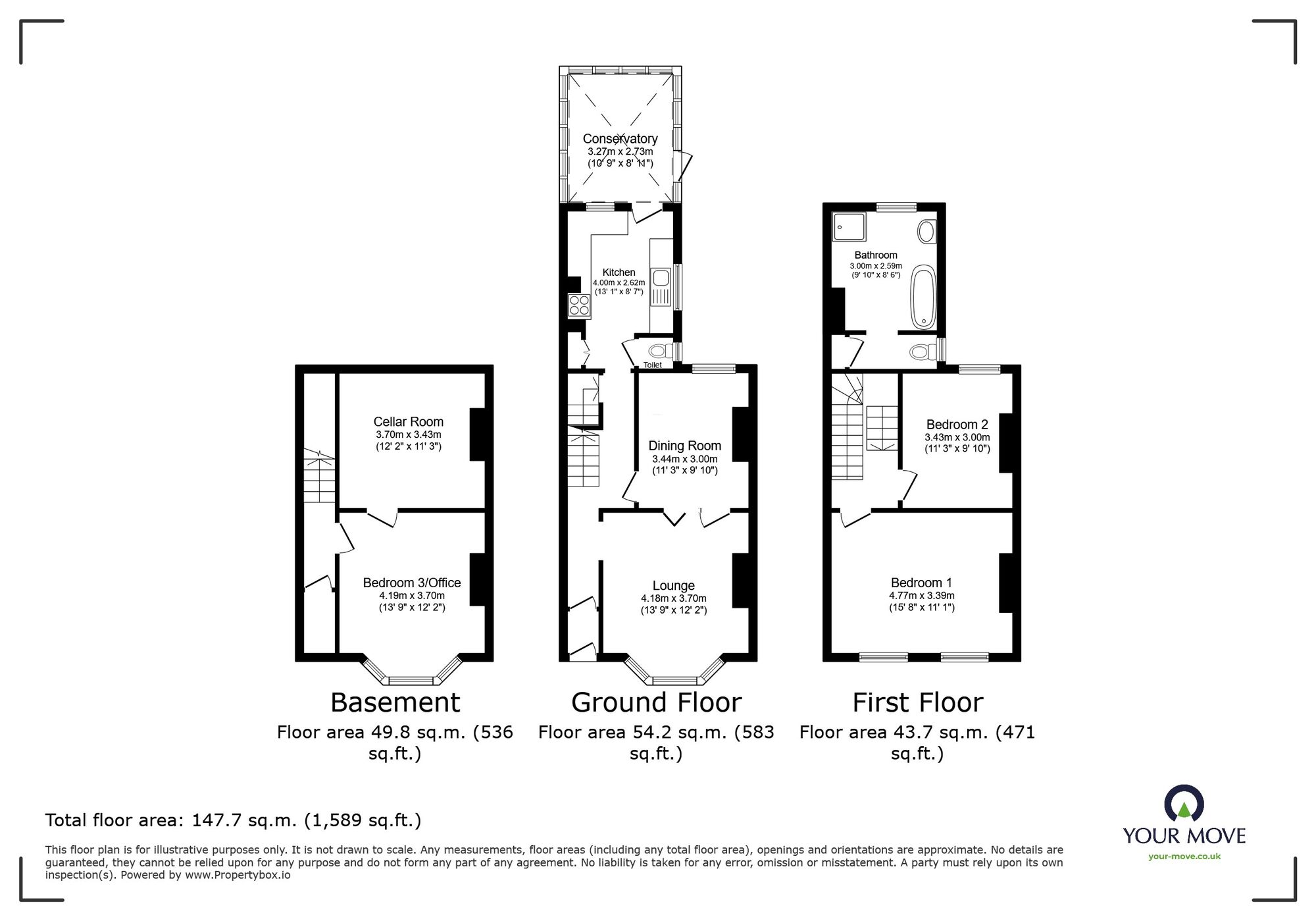 Floorplan of 3 bedroom Semi Detached House for sale, South Eastern Road, Ramsgate, Kent, CT11