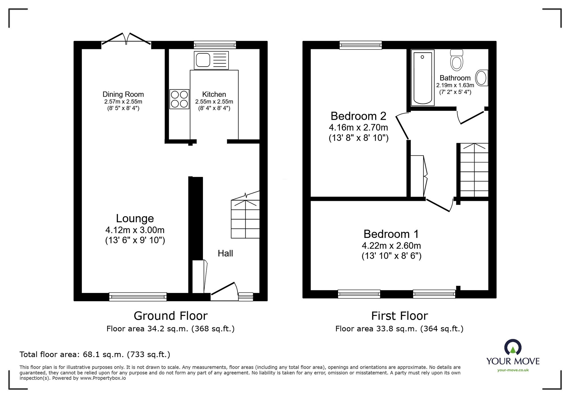 Floorplan of 2 bedroom End Terrace House for sale, Westminster Walk, Whitehall Road, Kent, CT12