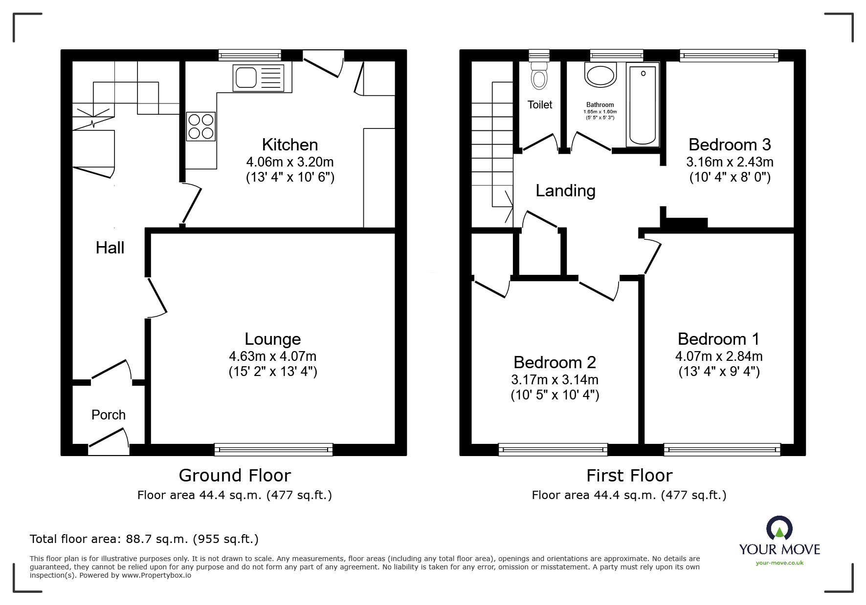 Floorplan of 3 bedroom Mid Terrace House for sale, Yarrow Close, Broadstairs, Kent, CT10