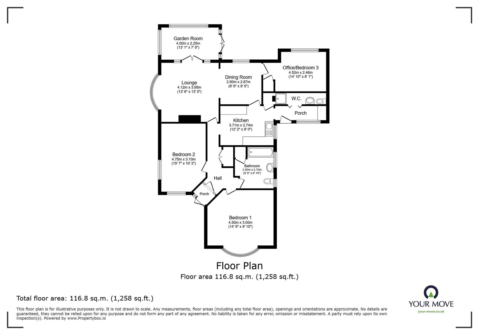 Floorplan of 3 bedroom Detached Bungalow for sale, Holm Oak Gardens, Broadstairs, Kent, CT10
