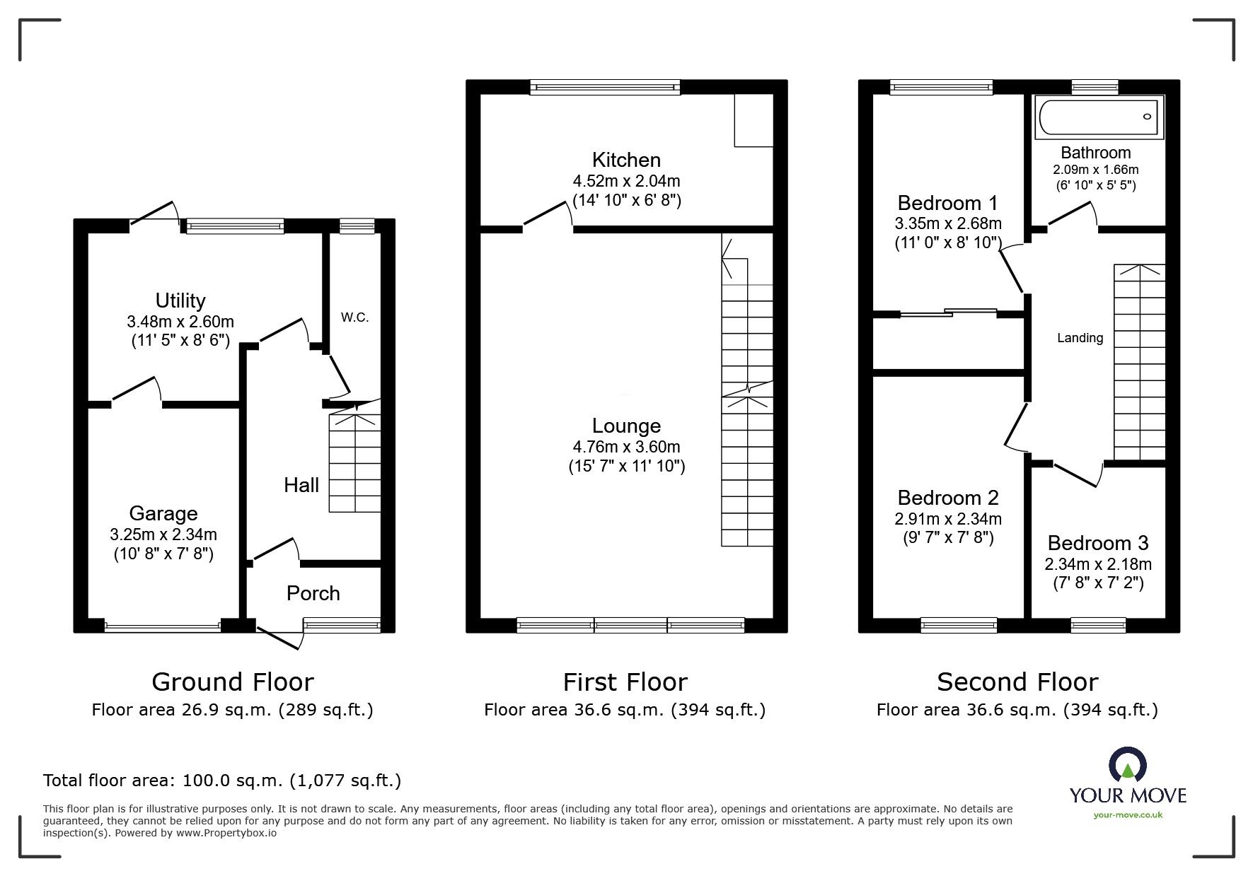 Floorplan of 3 bedroom Mid Terrace House to rent, St. Augustines Park, Ramsgate, Kent, CT11