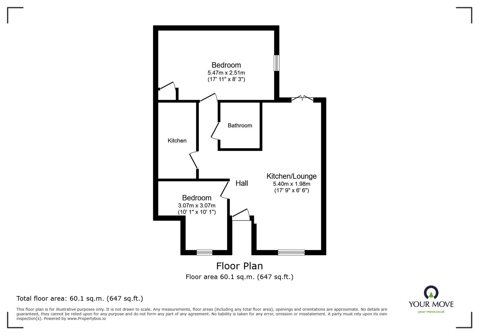 Floorplan of 2 bedroom  Flat to rent, Thanet Road, Broadstairs, Kent, CT10