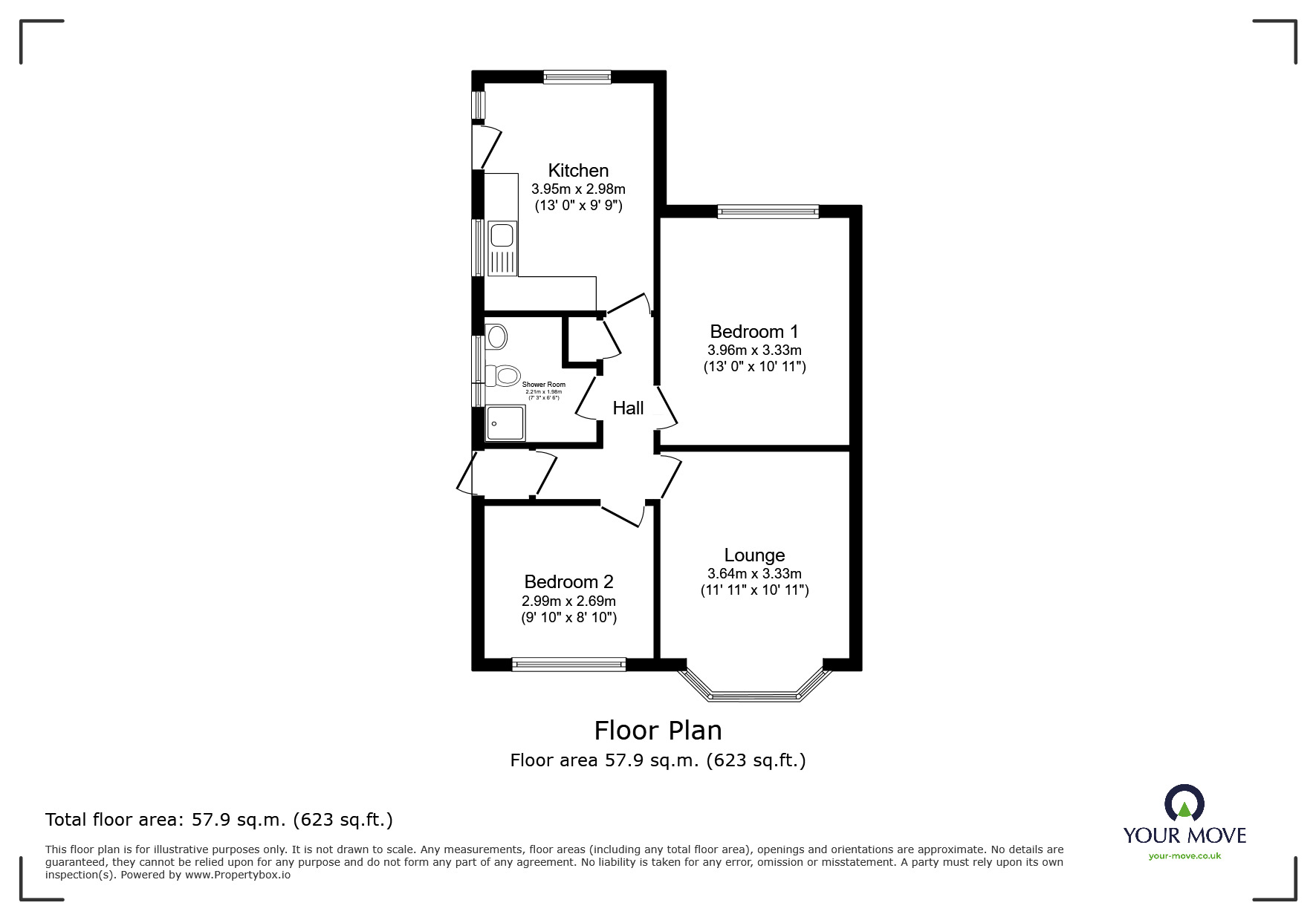 Floorplan of 2 bedroom Semi Detached Bungalow for sale, Cliftonville Avenue, Ramsgate, Kent, CT12