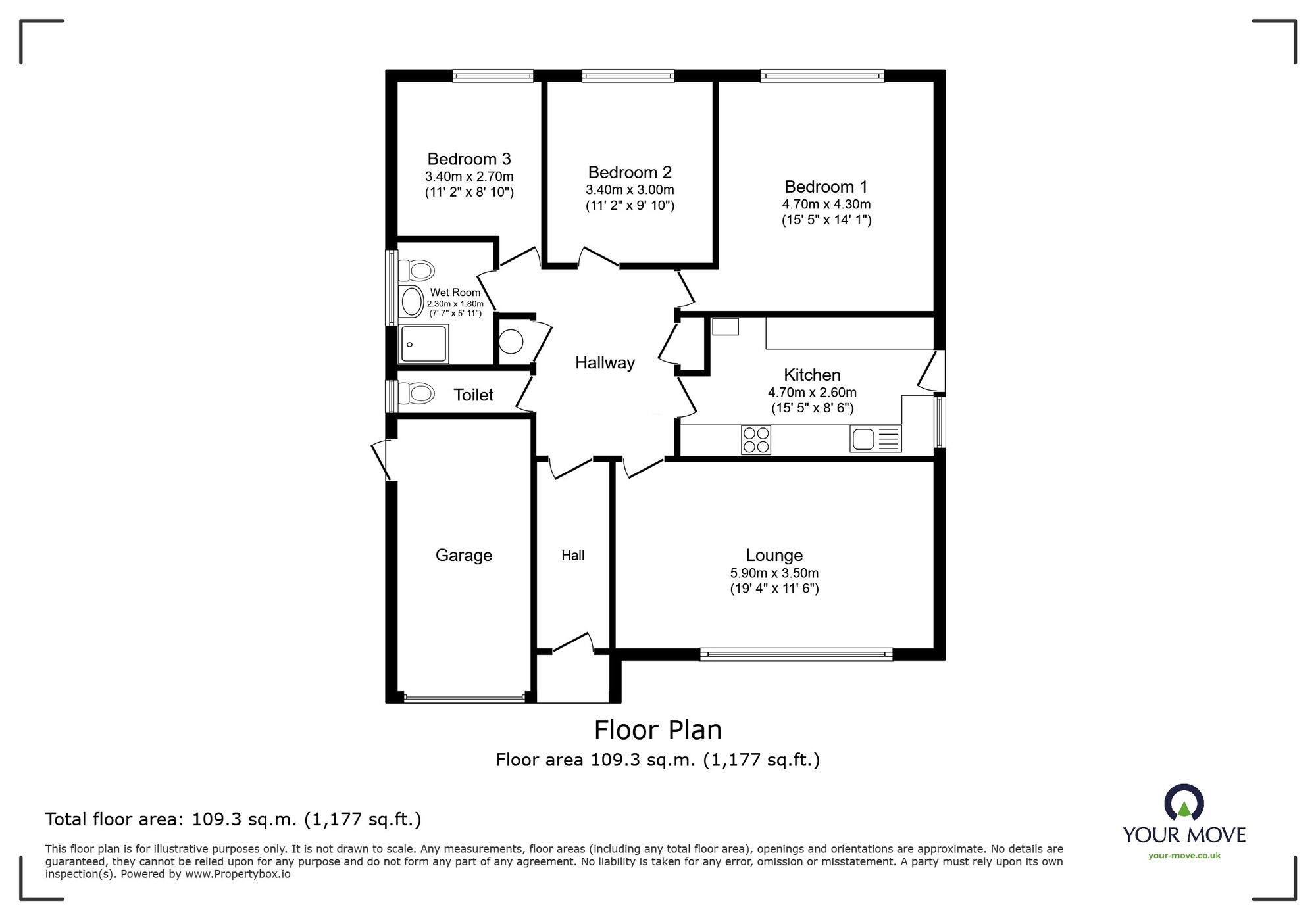 Floorplan of 3 bedroom Detached Bungalow for sale, Colburn Road, Broadstairs, Kent, CT10