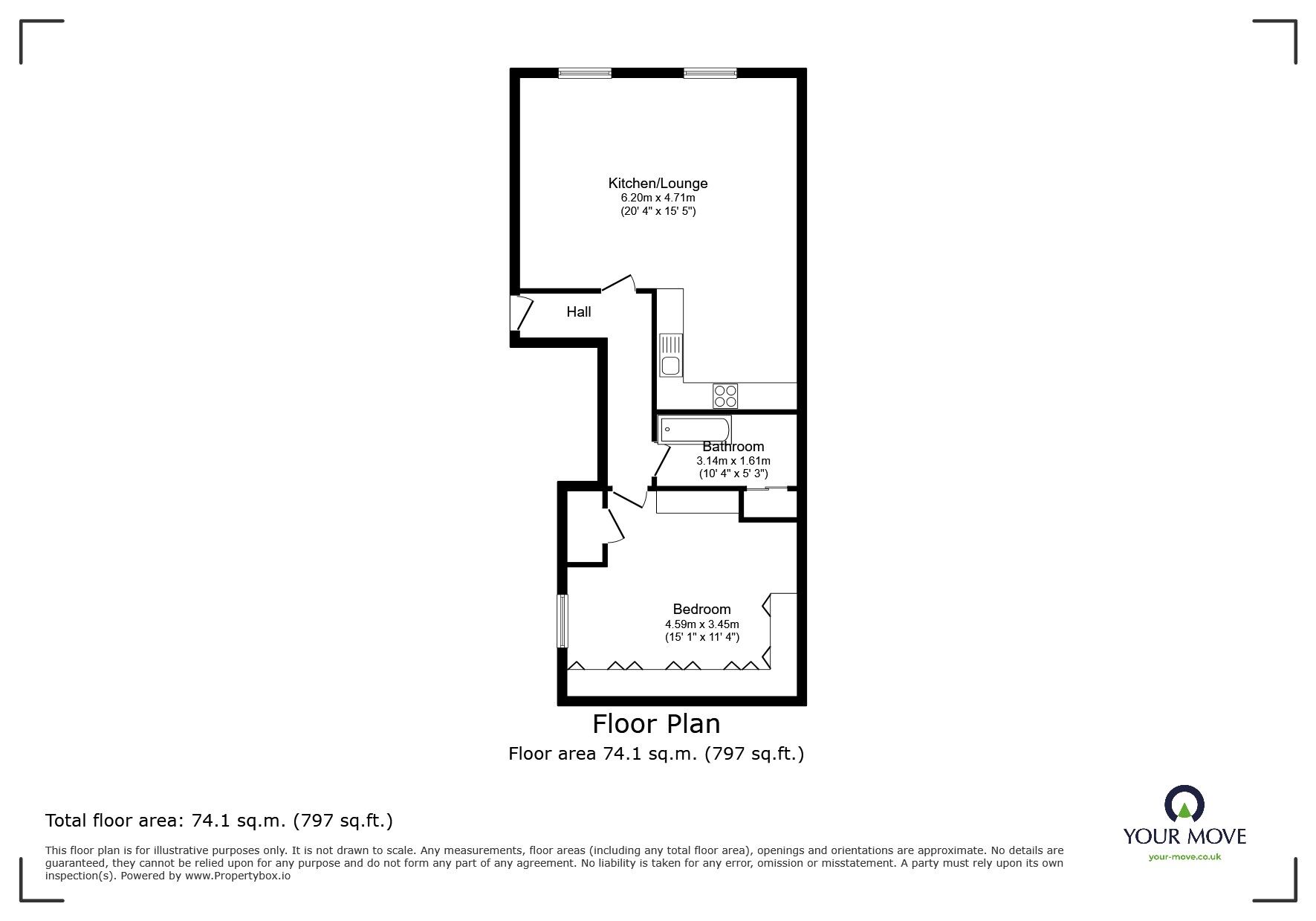 Floorplan of 1 bedroom  Flat to rent, Chatham Place, Ramsgate, Kent, CT11