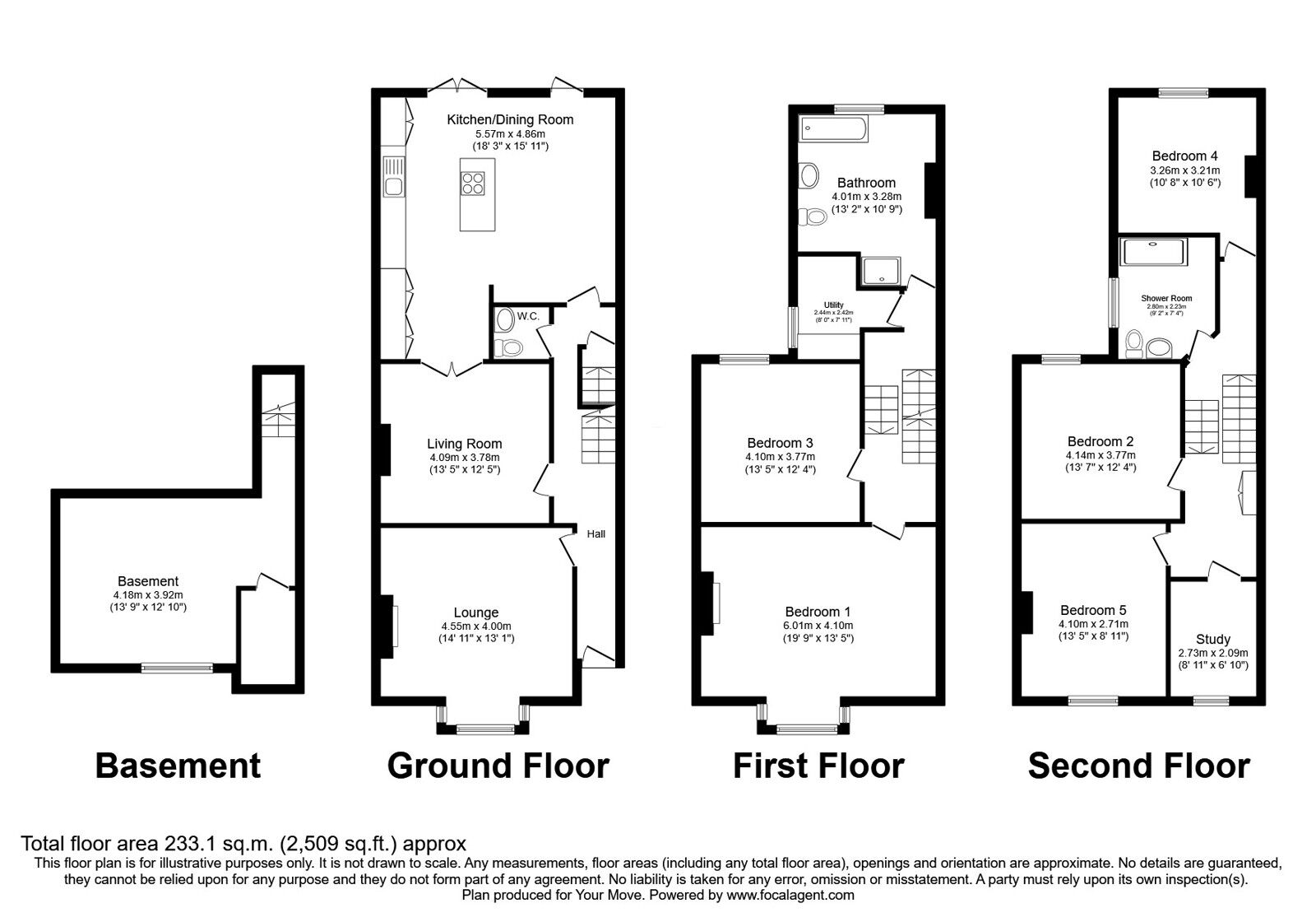 Floorplan of 5 bedroom Semi Detached House for sale, Grove Road, Ramsgate, Kent, CT11