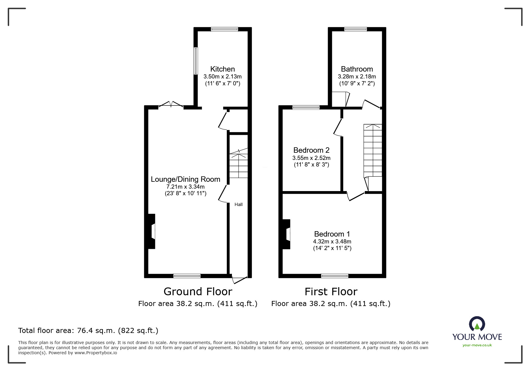 Floorplan of 2 bedroom Mid Terrace House for sale, Finsbury Road, Ramsgate, Kent, CT11