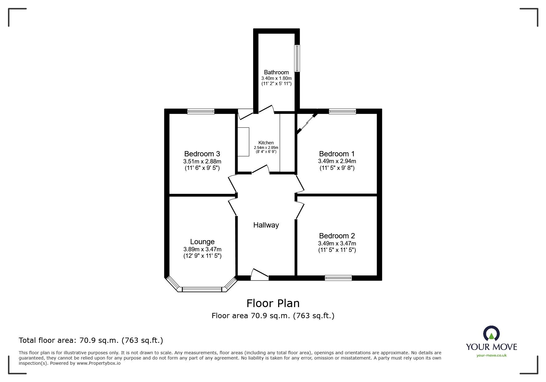 Floorplan of 3 bedroom Semi Detached Bungalow to rent, Fitzroy Avenue, Ramsgate, Kent, CT12