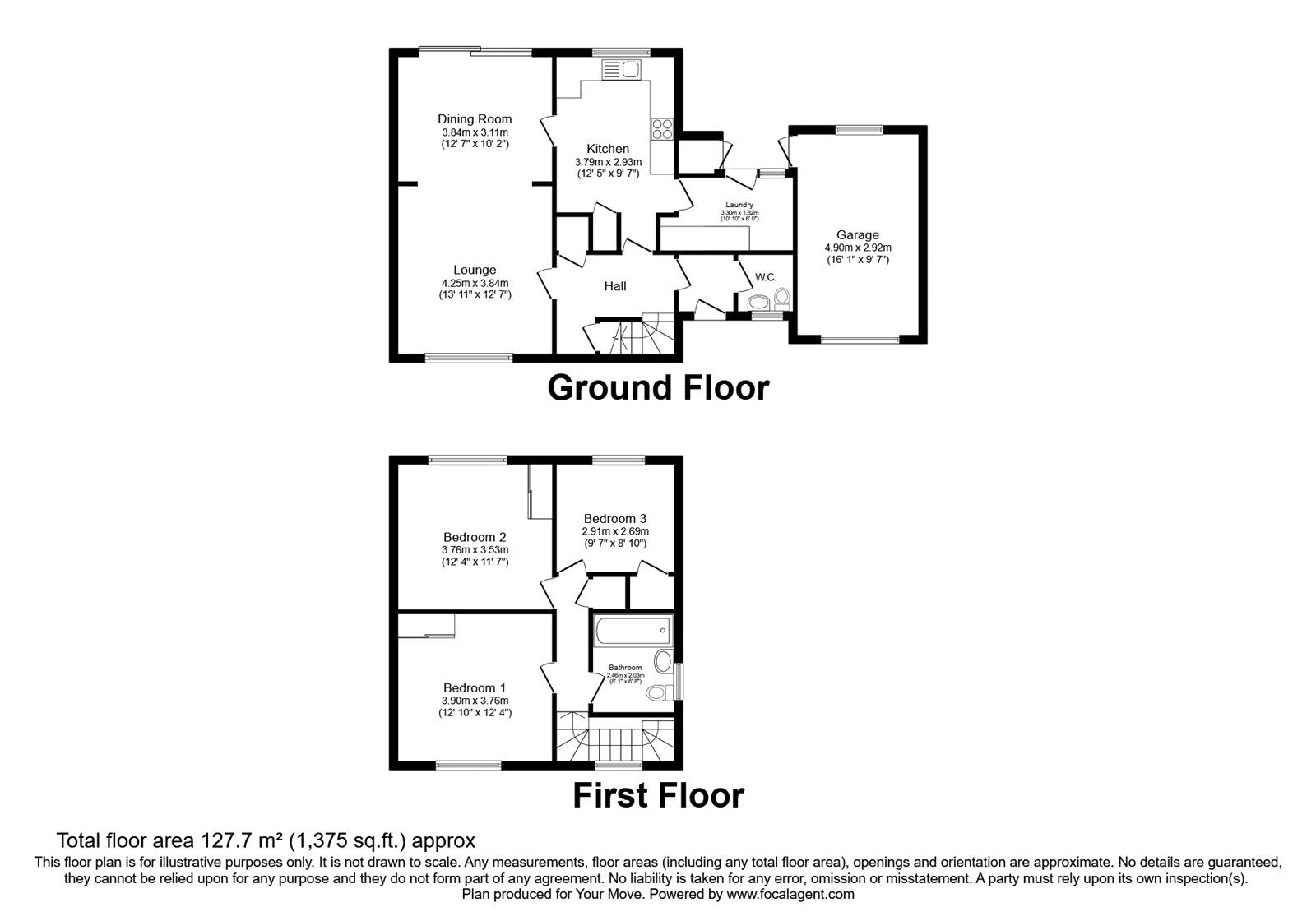 Floorplan of 3 bedroom Semi Detached House for sale, Bell Davies Drive, Manston, Kent, CT12