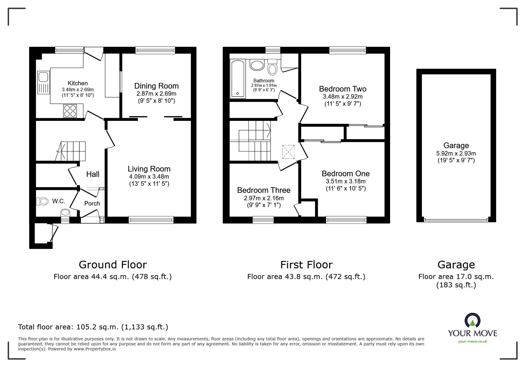 Floorplan of 3 bedroom End Terrace House for sale, Tollemache Close, Manston, Kent, CT12