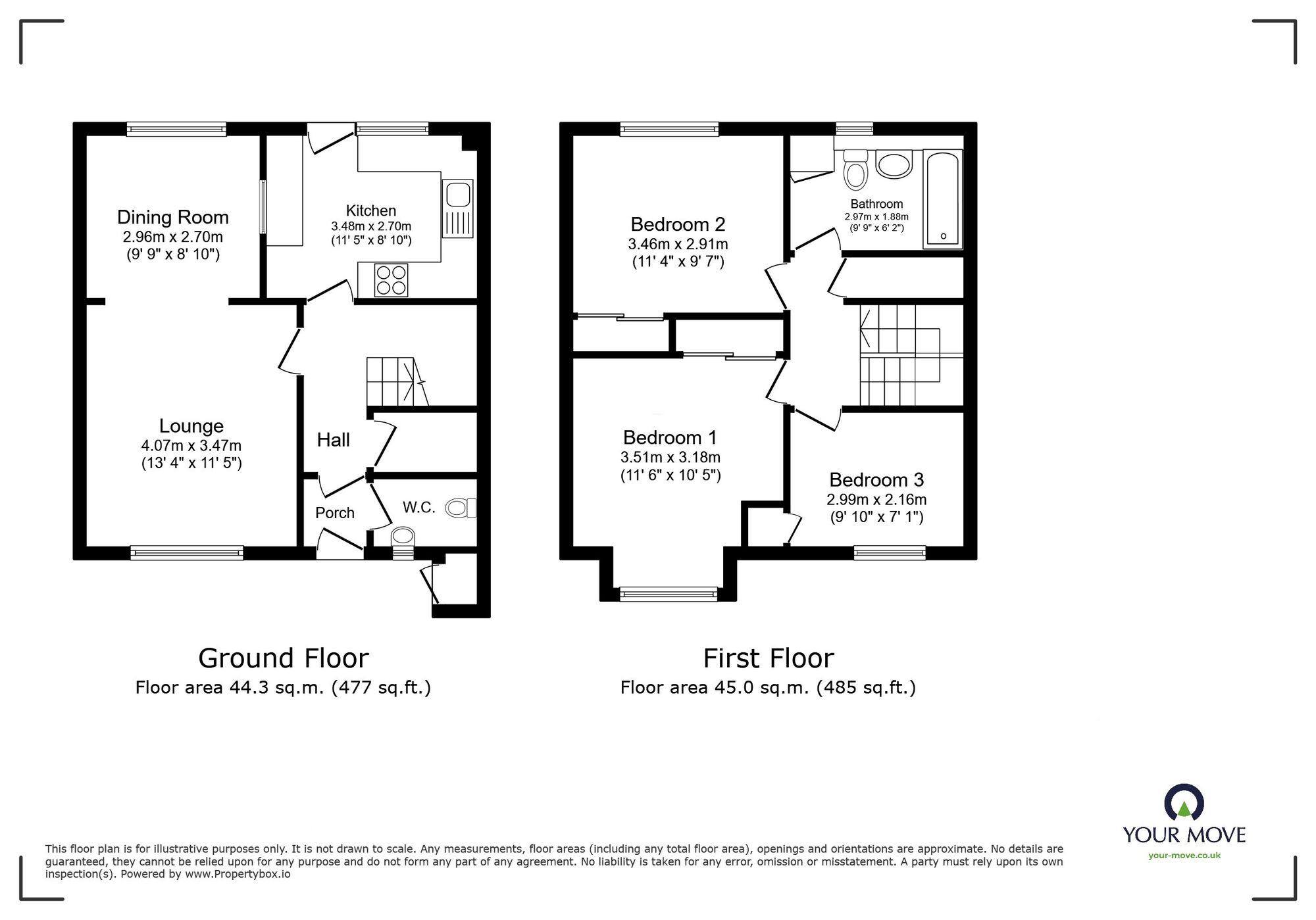 Floorplan of 3 bedroom Mid Terrace House for sale, Tollemache Close, Manston, Kent, CT12
