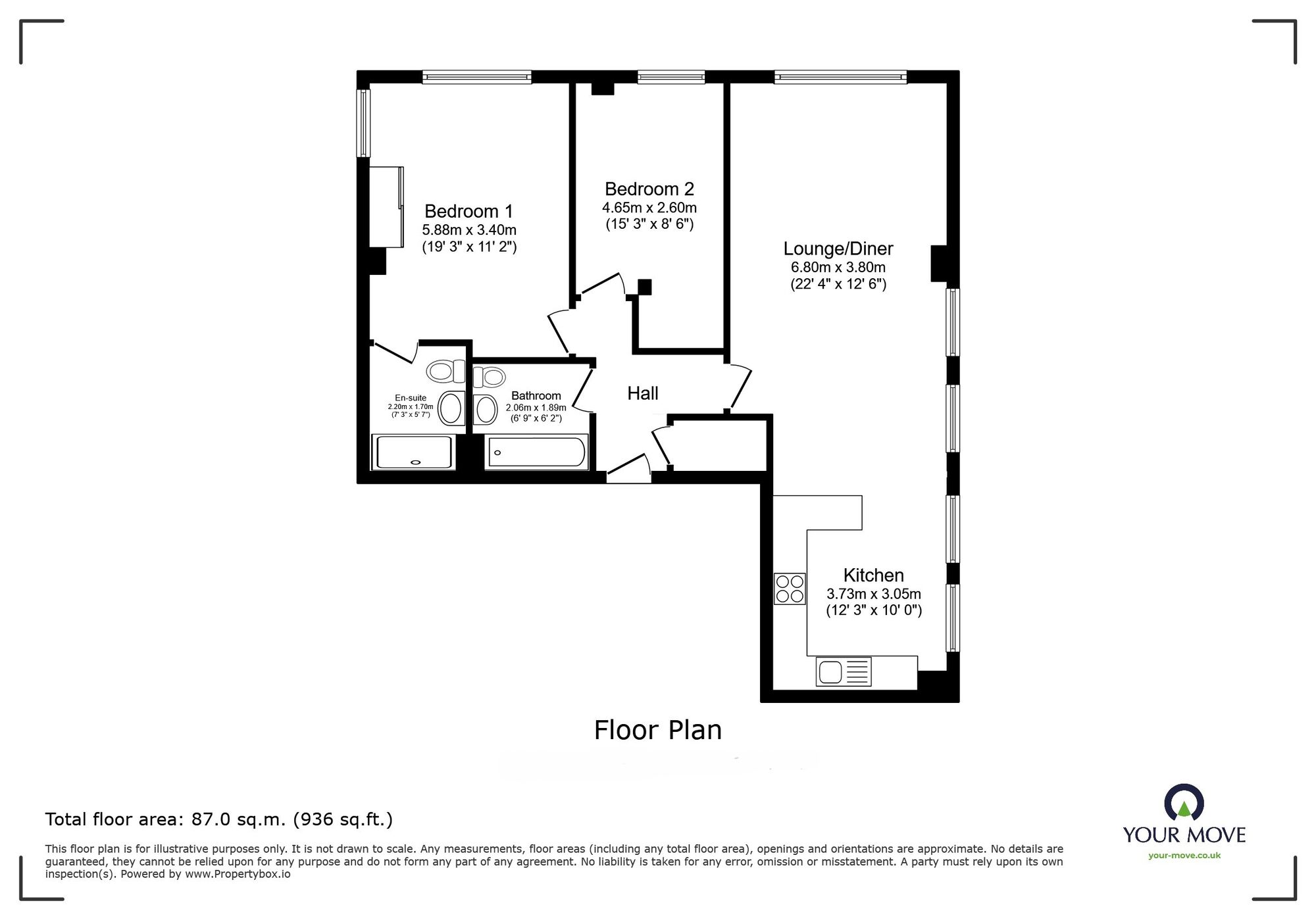 Floorplan of 2 bedroom  Flat for sale, Millers Hill, Ramsgate, Kent, CT11