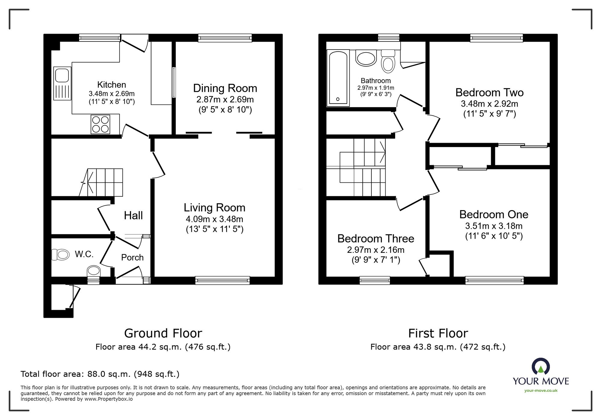 Floorplan of 3 bedroom Mid Terrace House for sale, Tollemache Close, Manston, Kent, CT12
