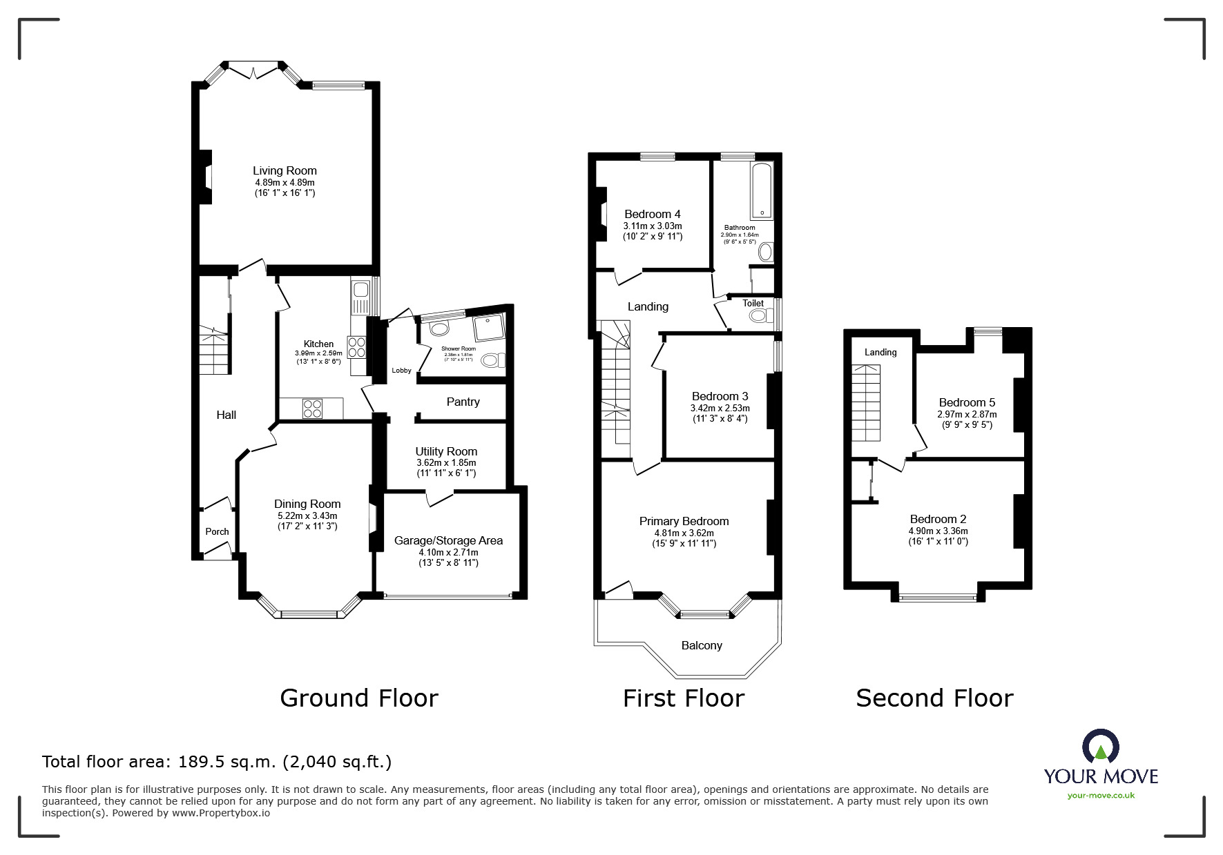 Floorplan of 5 bedroom Semi Detached House for sale, Gladstone Road, Broadstairs, Kent, CT10