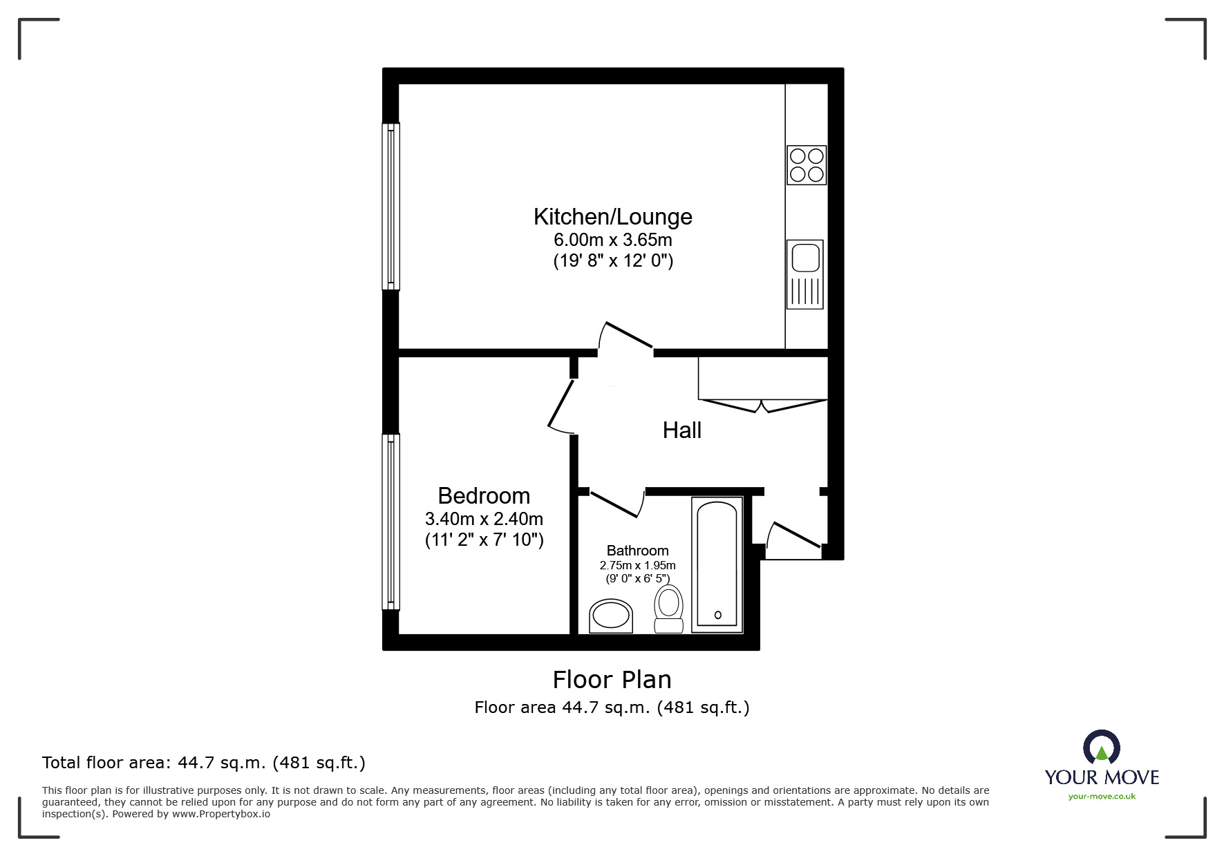 Floorplan of 1 bedroom  Flat for sale, Manston Road, Ramsgate, Kent, CT12