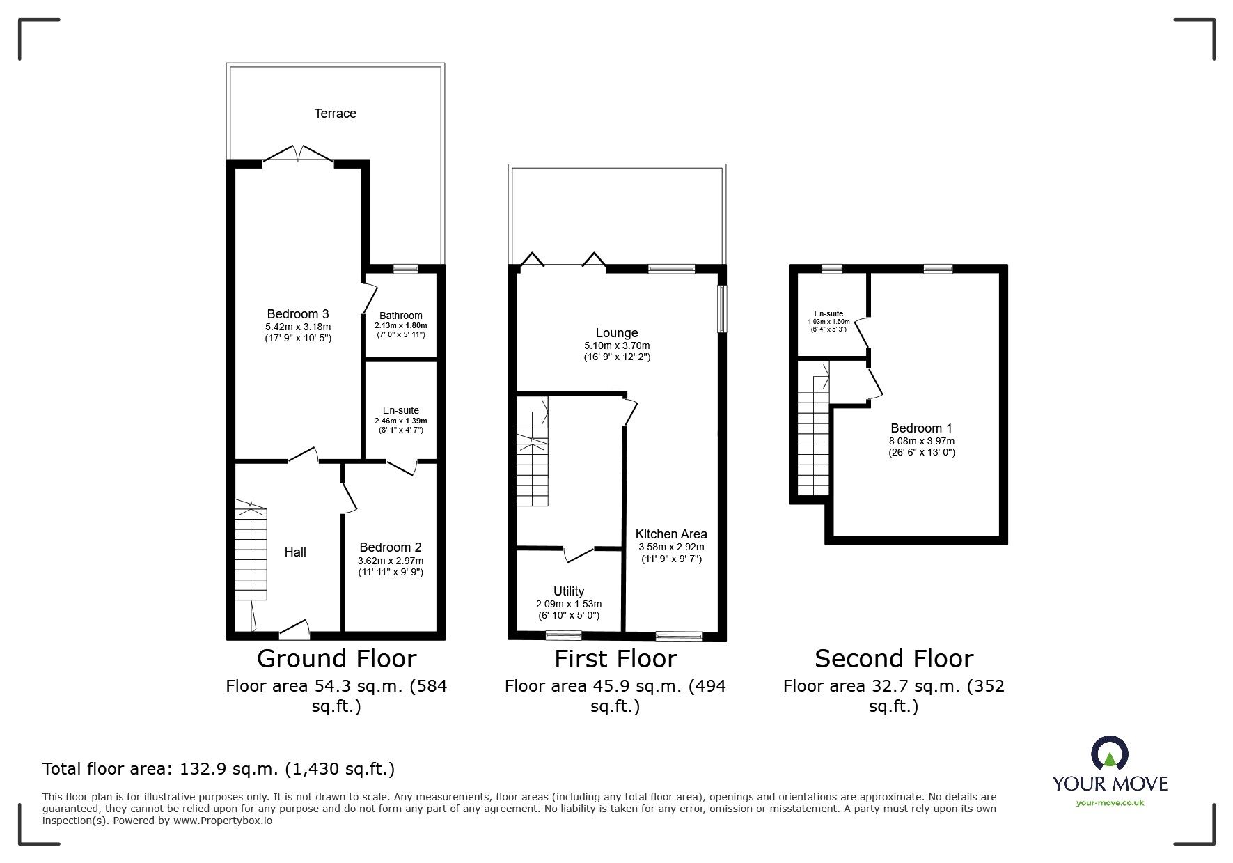 Floorplan of 3 bedroom End Terrace House to rent, Courtstairs Manor, Ramsgate, Kent, CT11