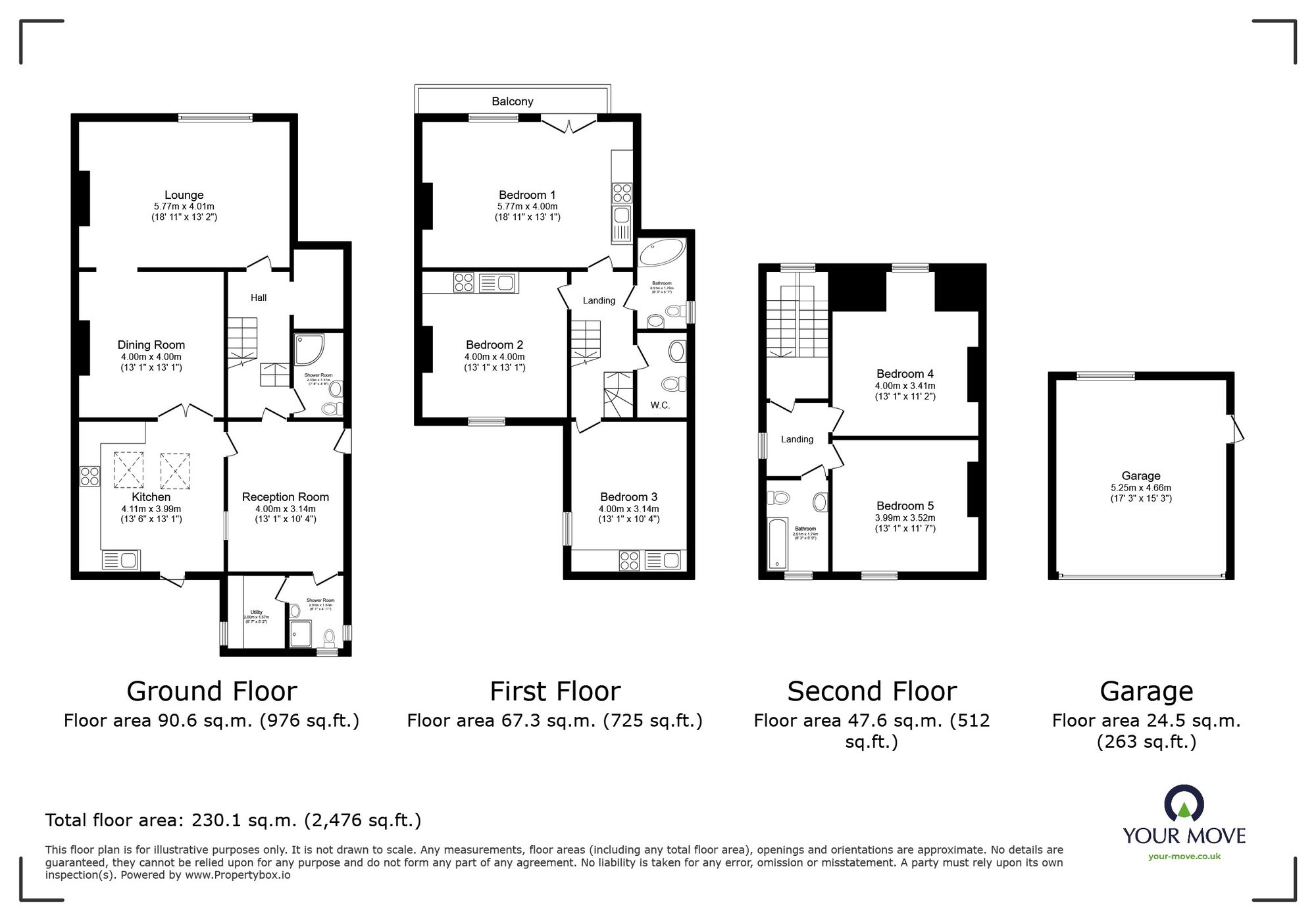 Floorplan of 5 bedroom Semi Detached House for sale, Margate Road, Ramsgate, Kent, CT11