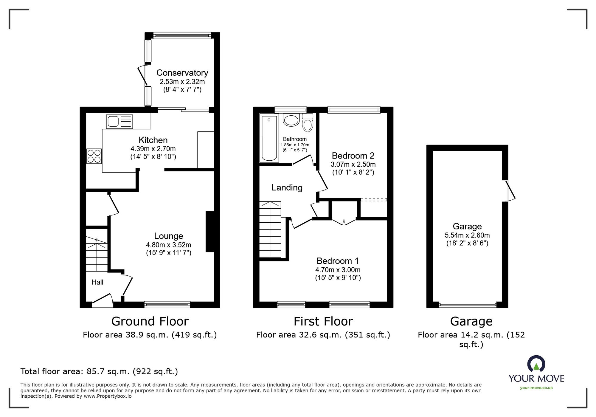 Floorplan of 2 bedroom Mid Terrace House for sale, Oakfield Court, Newington Road, Kent, CT12