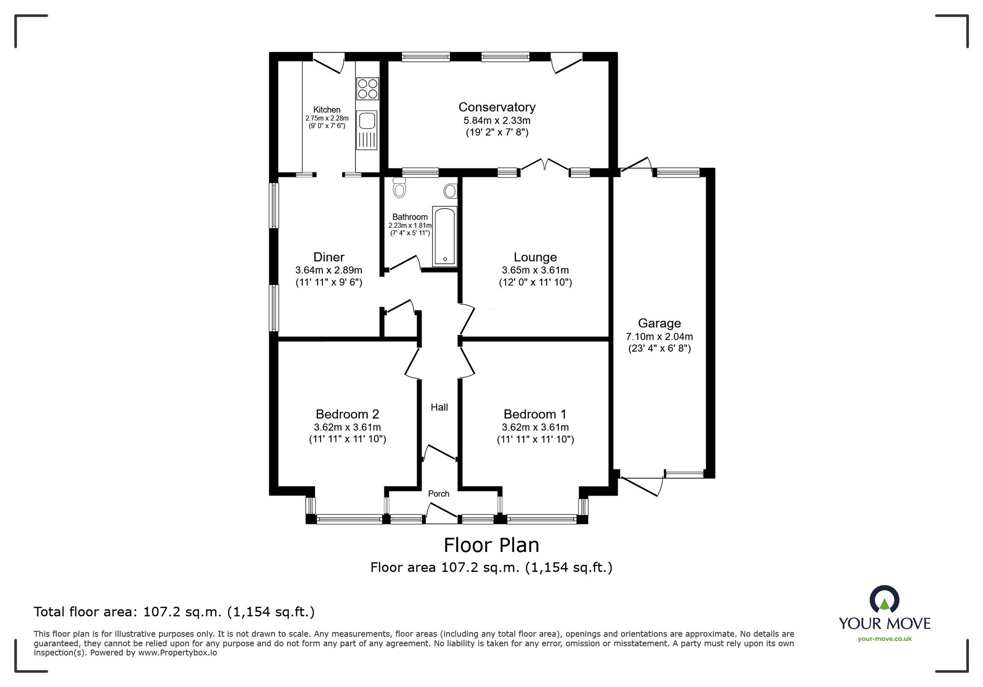 Floorplan of 2 bedroom Detached Bungalow for sale, Nethercourt Farm Road, Ramsgate, Kent, CT11